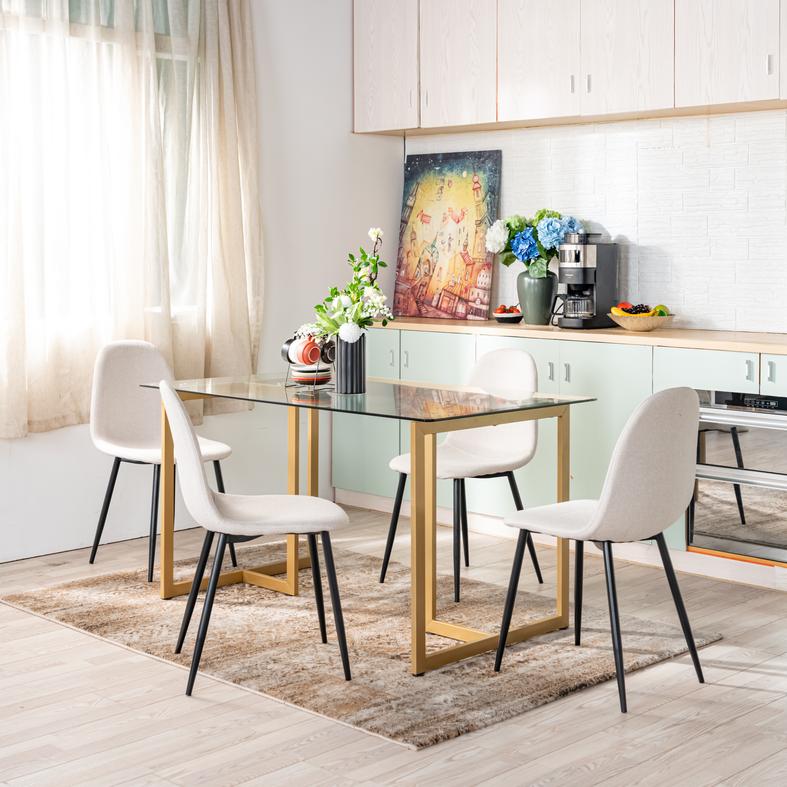 Slip Rectangular Tempered Glass Dining Table