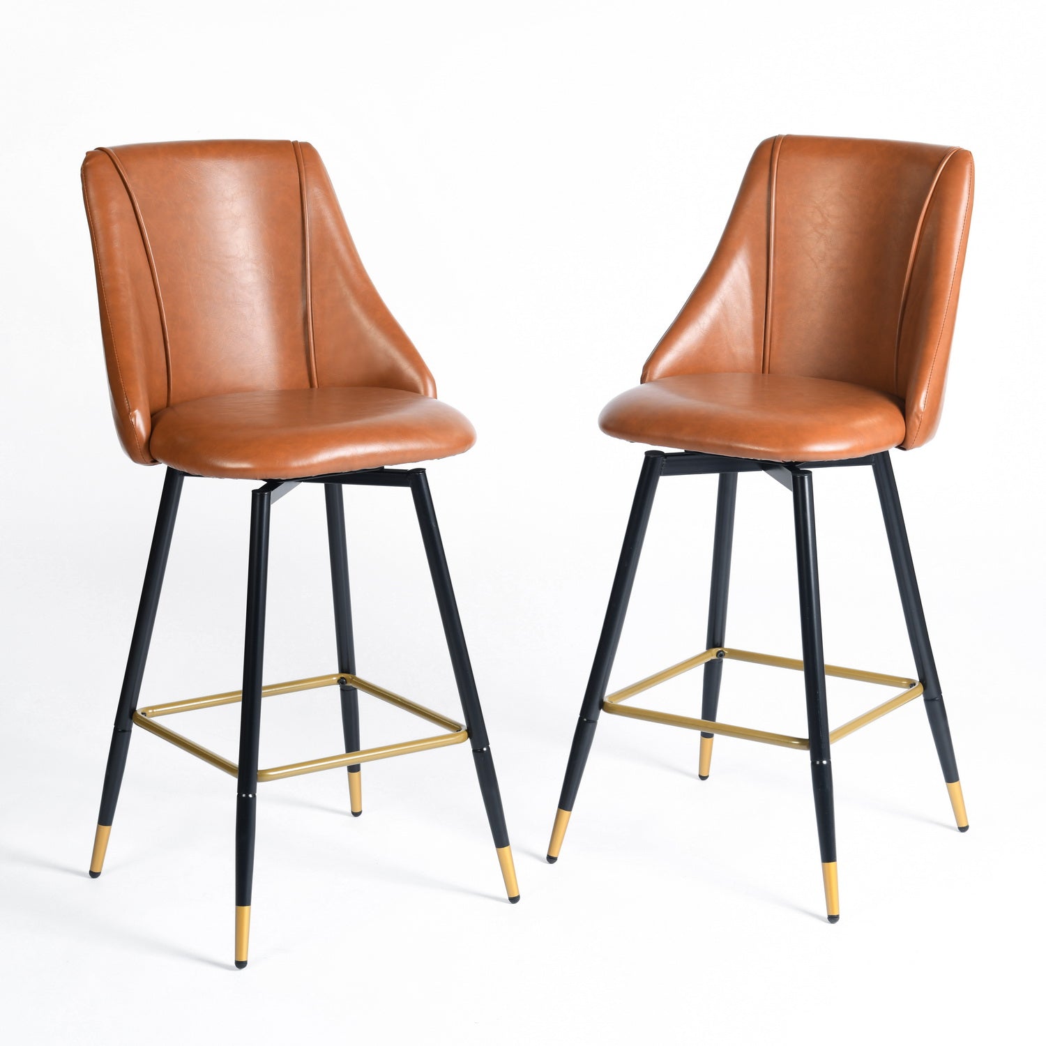 Smeg 26" Swivel PU Counter Height Bar Stools Set of 2