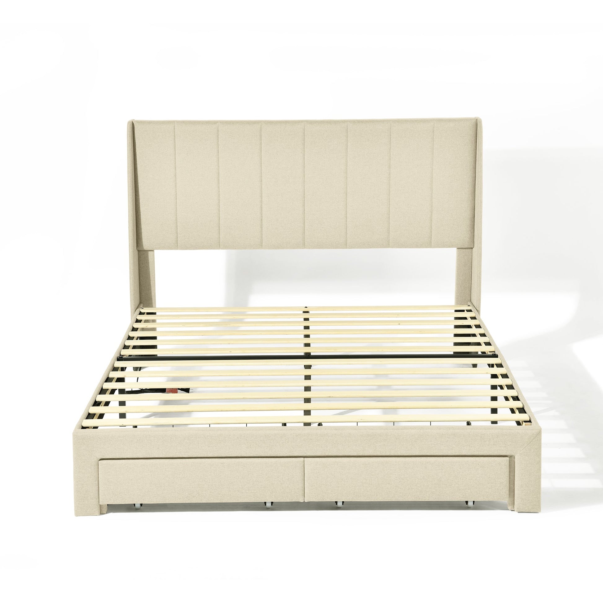 Summit Sleepwell Modern Upholstered Bed Frame With Storage Drawers-HOMY CASA