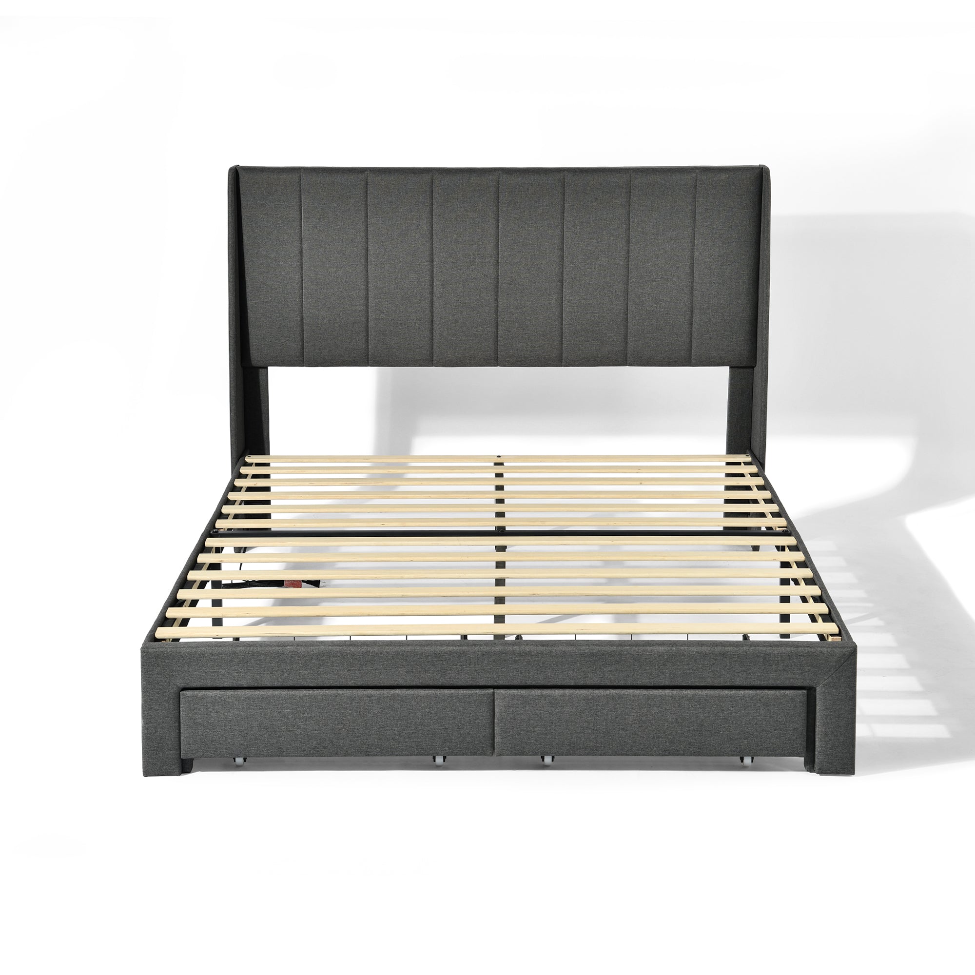 SUMMIT Upholstered Platform Bed with Wingback Headboard
