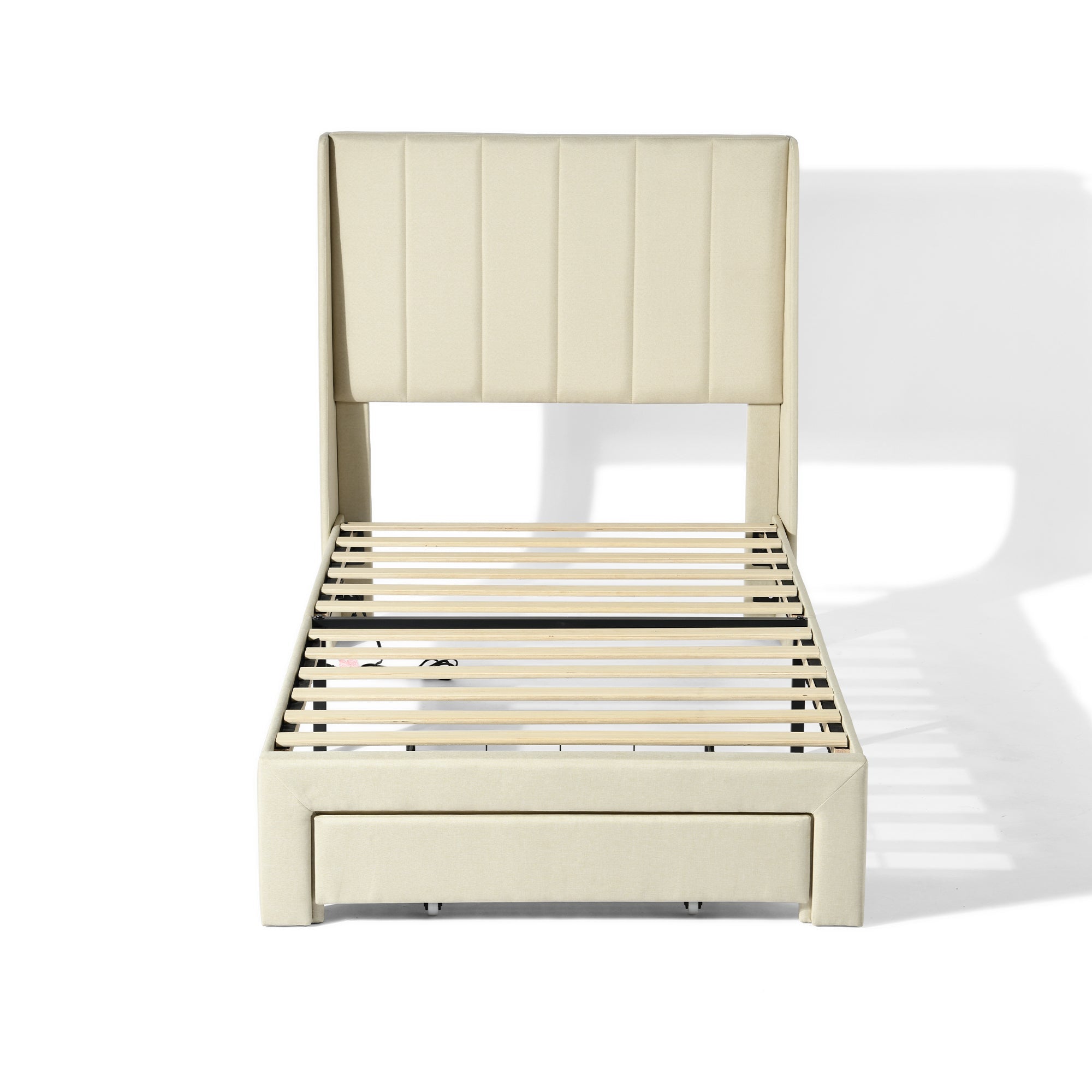 SUMMIT Upholstered Platform Bed with Wingback Headboard