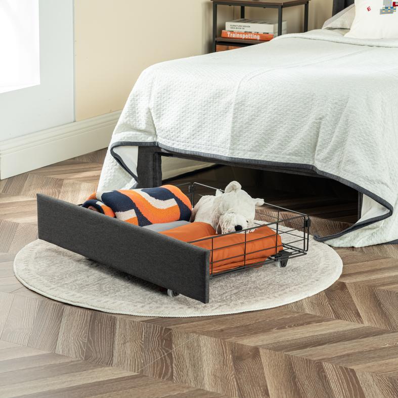 SUMMIT Upholstered Platform Bed with Wingback Headboard