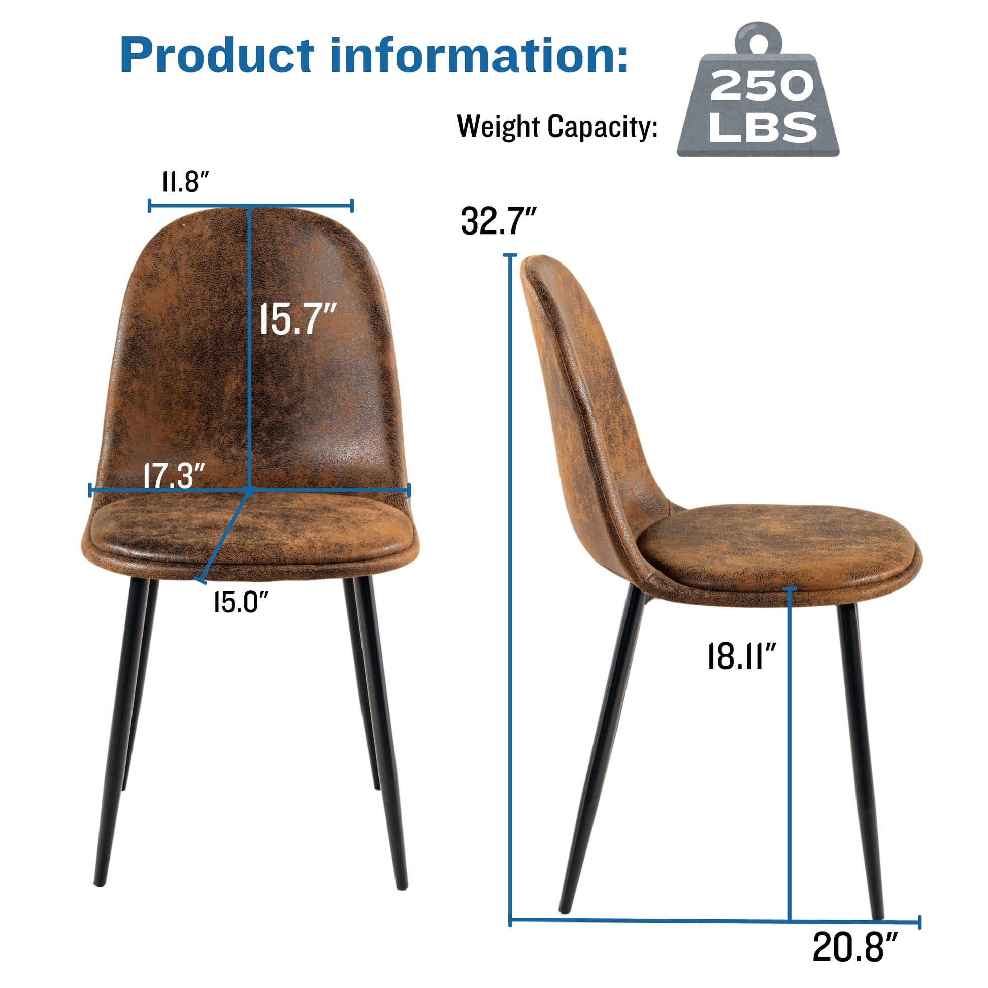 Sunflower Modern Brown Suede Dining Chair Set of 4-HOMY CASA