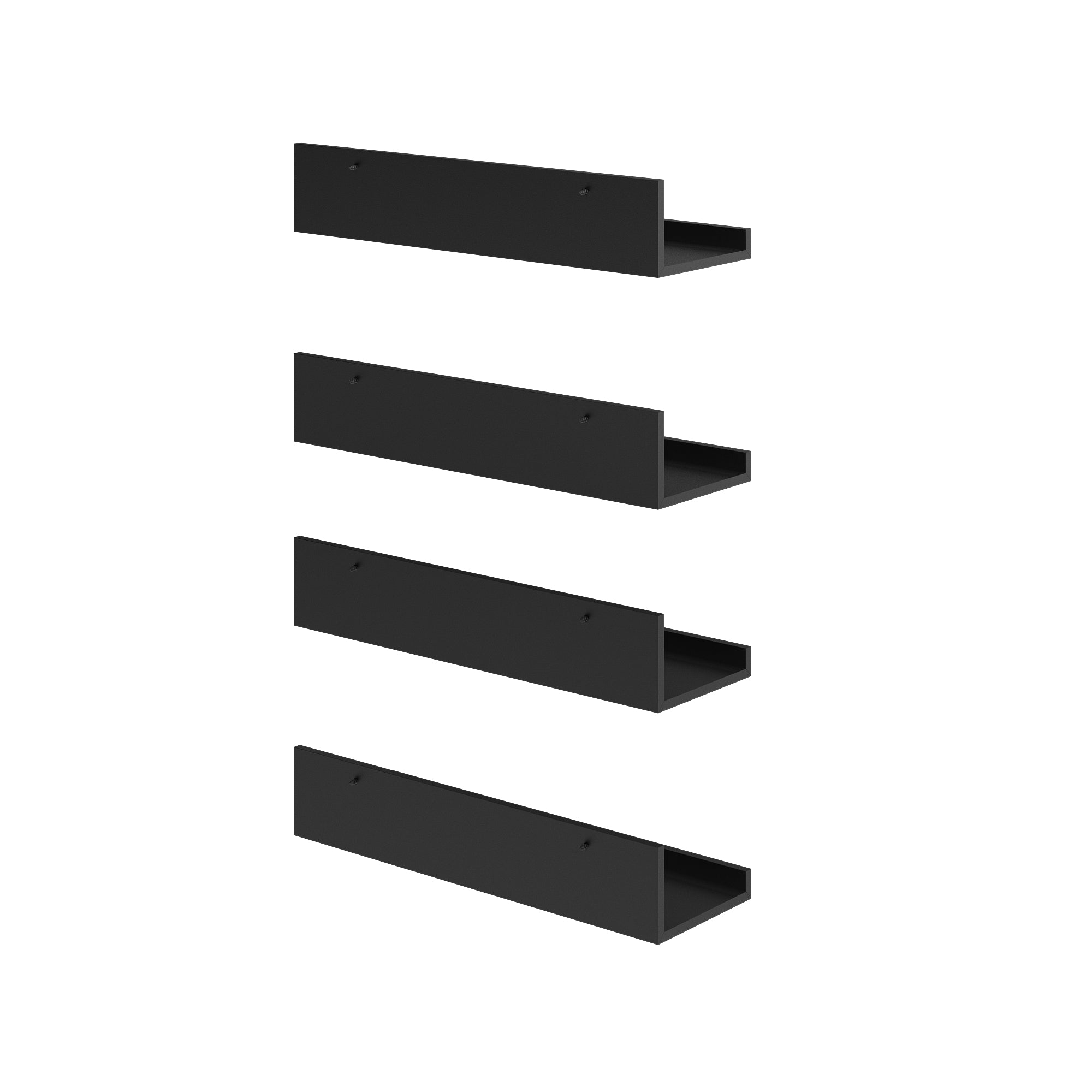 Tabby Floating Shelves, Metal Wall Mounted Ledge, Matte Black, Set of 4 for Living Room Bedroom Bathroom