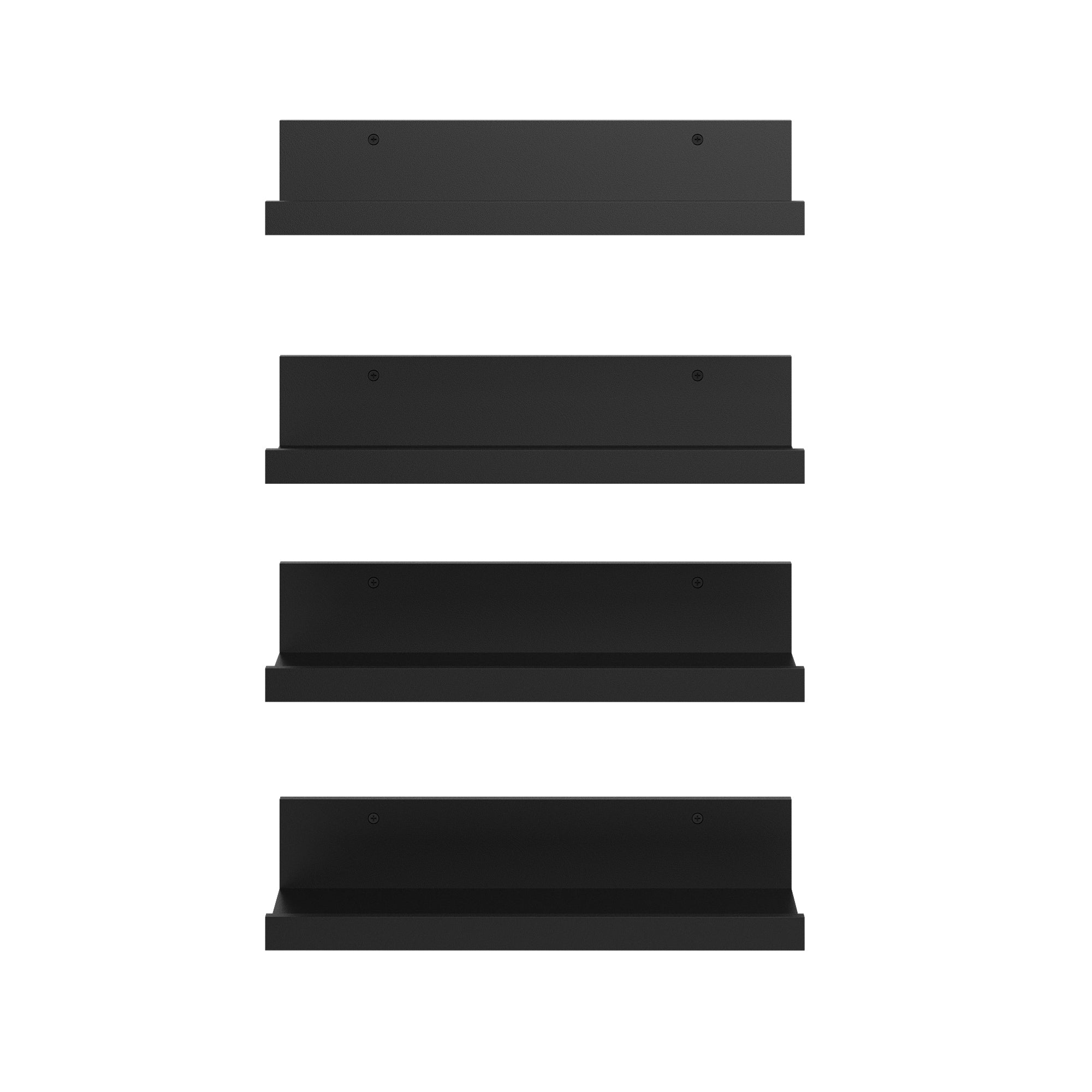 Tabby Floating Shelves, Metal Wall Mounted Ledge, Matte Black, Set of 4 for Living Room Bedroom Bathroom