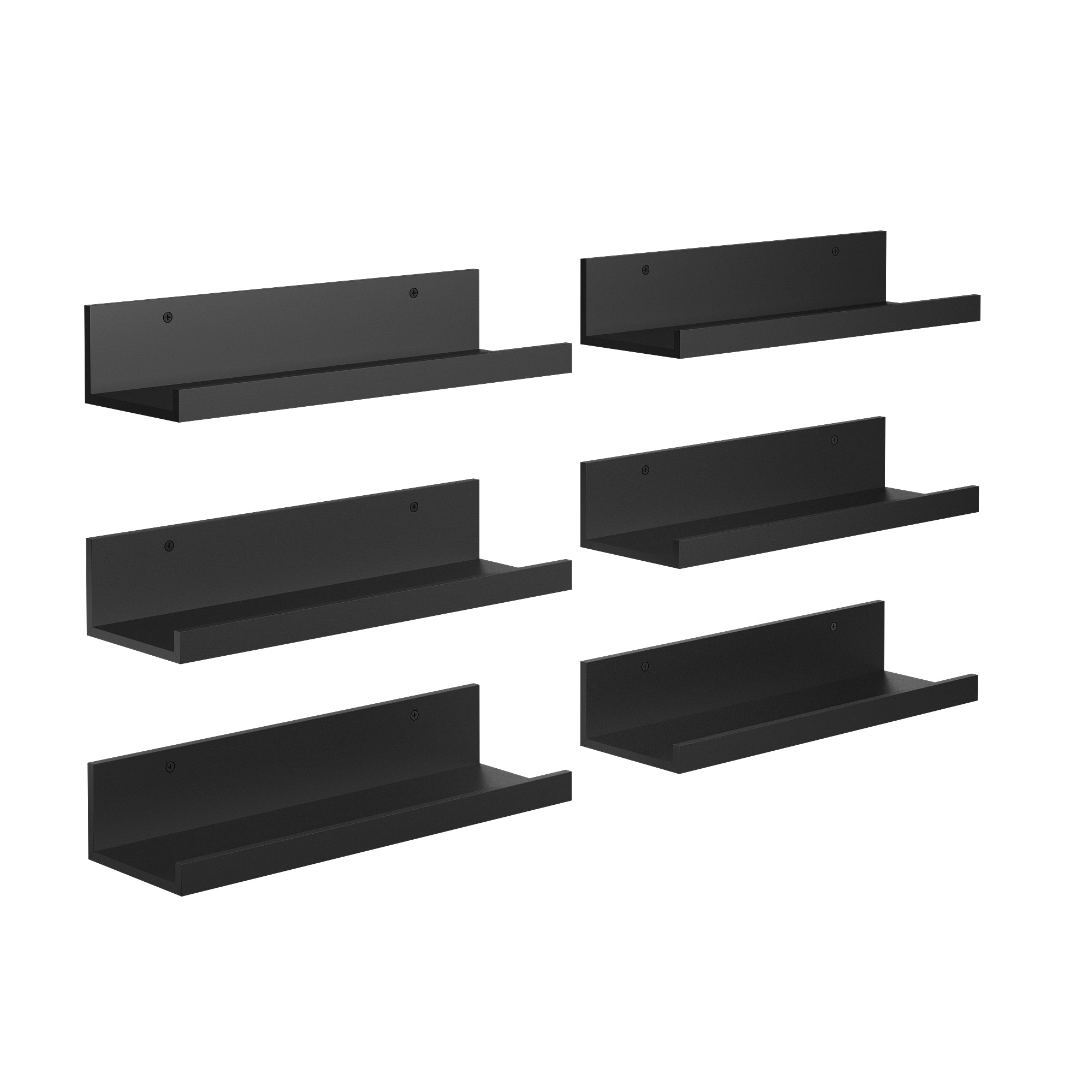 Tabby Floating Shelves, Metal Wall Mounted Ledge, Matte Black, Set of 4 for Living Room Bedroom Bathroom