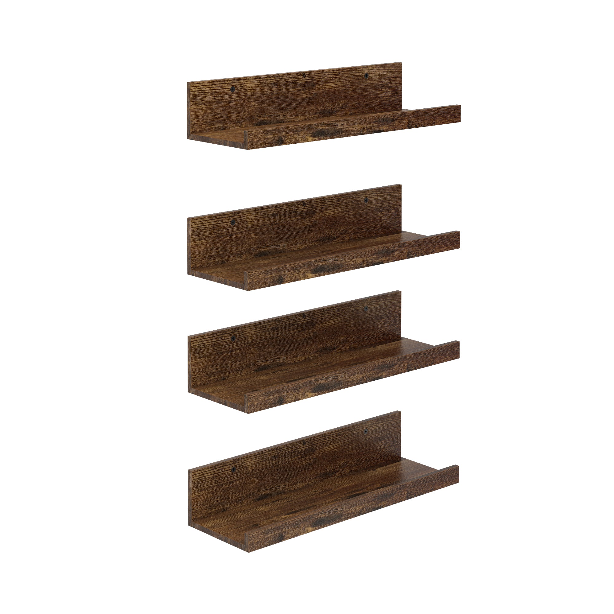 Tabby Floating Shelves, Metal Wall Mounted Ledge, Matte Black, Set of 4 for Living Room Bedroom Bathroom