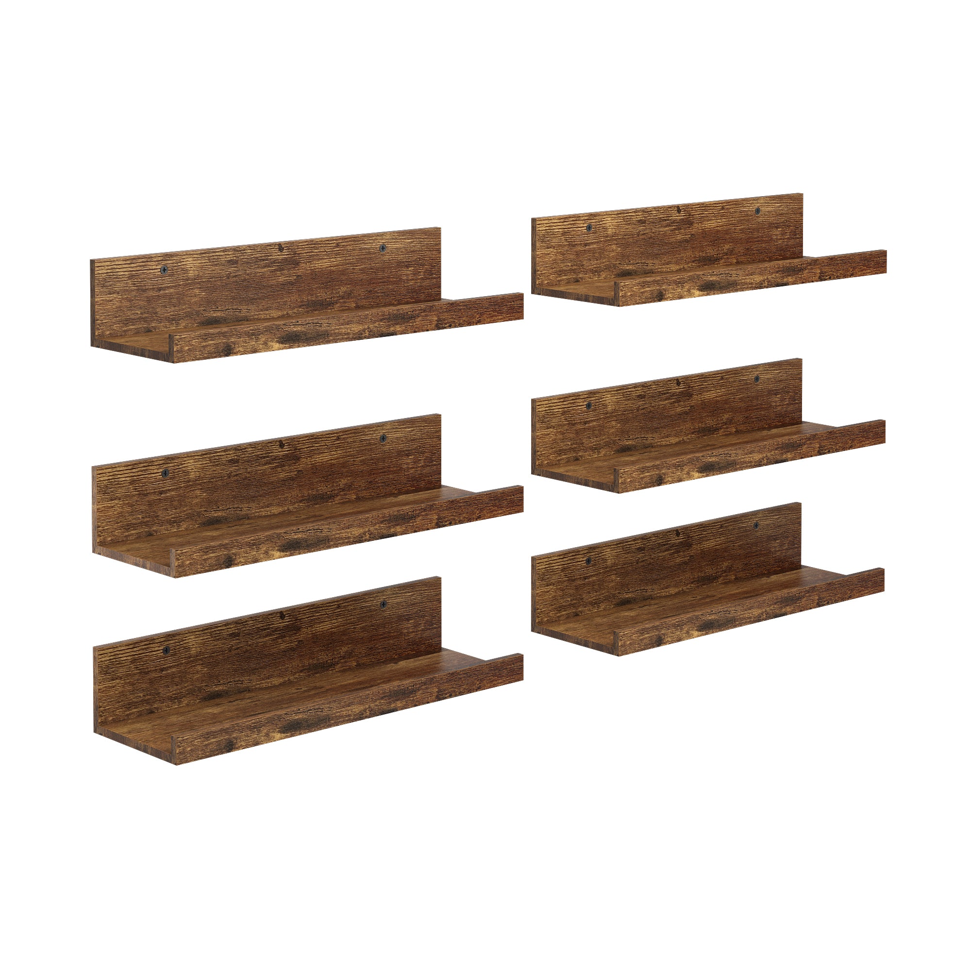 Tabby Floating Shelves, Metal Wall Mounted Ledge, Matte Black, Set of 4 for Living Room Bedroom Bathroom