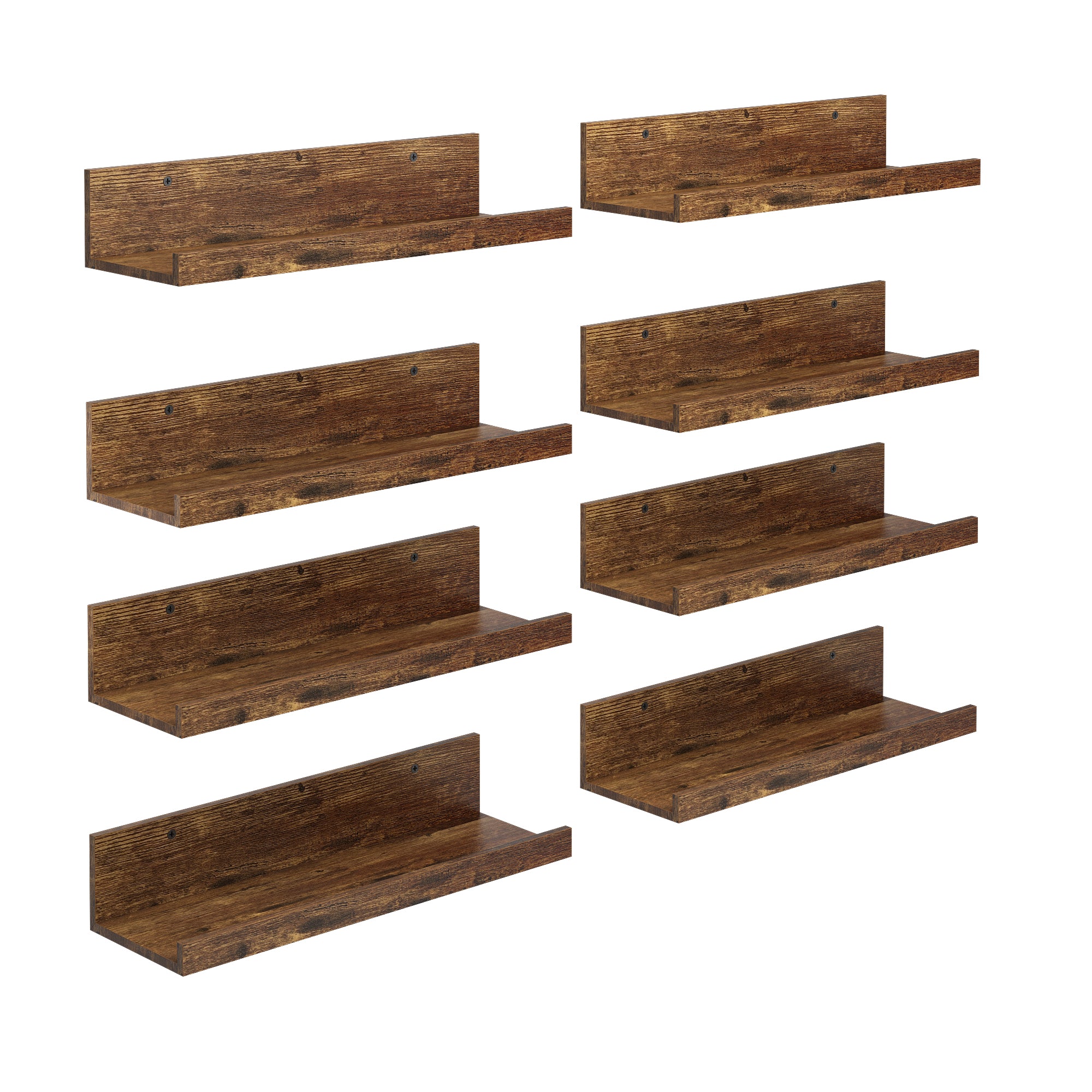 Tabby Floating Shelves, Metal Wall Mounted Ledge, Matte Black, Set of 4 for Living Room Bedroom Bathroom