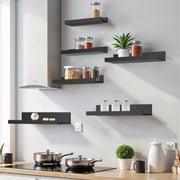 UDAY Black Picture Ledge Shelves Set of 6 Wall Mounted Display Shelves with Front Lip for Living Room Bedroom Nursery