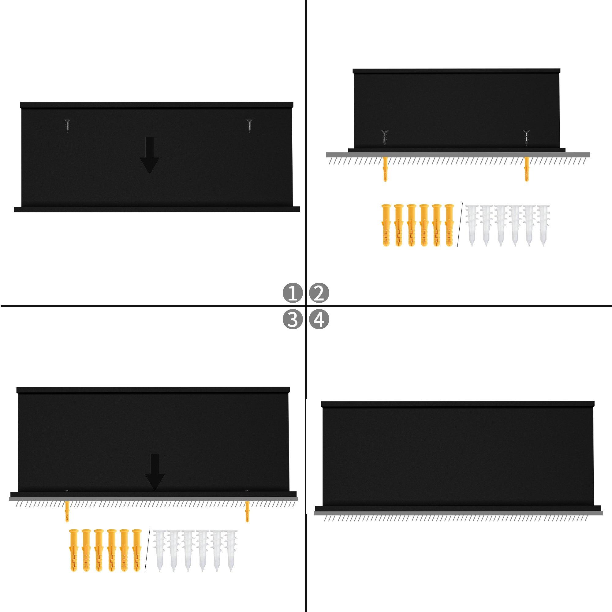 UDAY Black Picture Ledge Shelves Set of 6 Wall Mounted Display Shelves with Front Lip for Living Room Bedroom Nursery