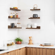 UDAY Picture Ledge Shelves Set of 6 Rustic Brown Wall Mounted Display Shelves with Front Lip for Living Room Bedroom