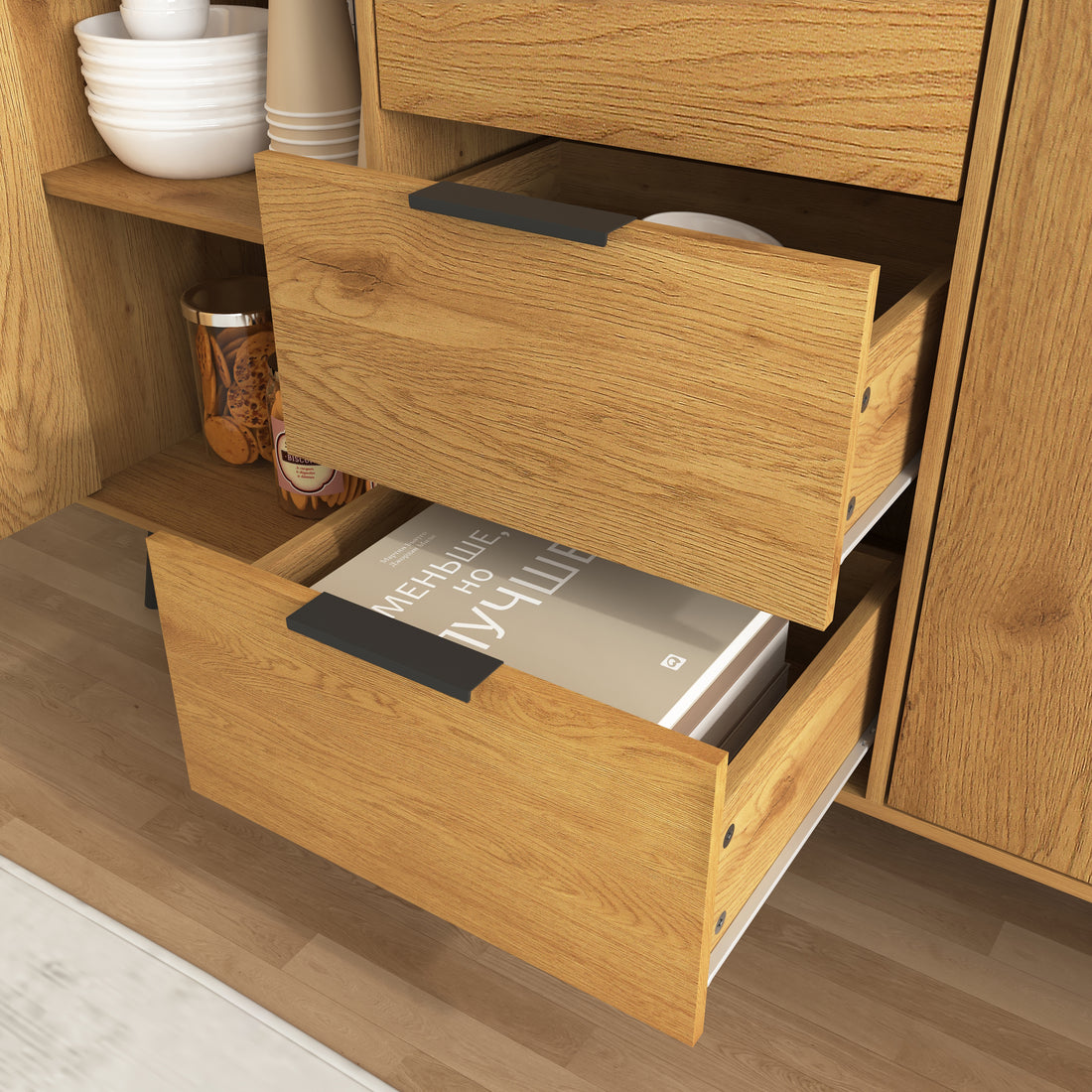 Roomy Center Drawers