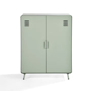 walnut 2-door cabinet - grey metal - sleek storage for living room or office