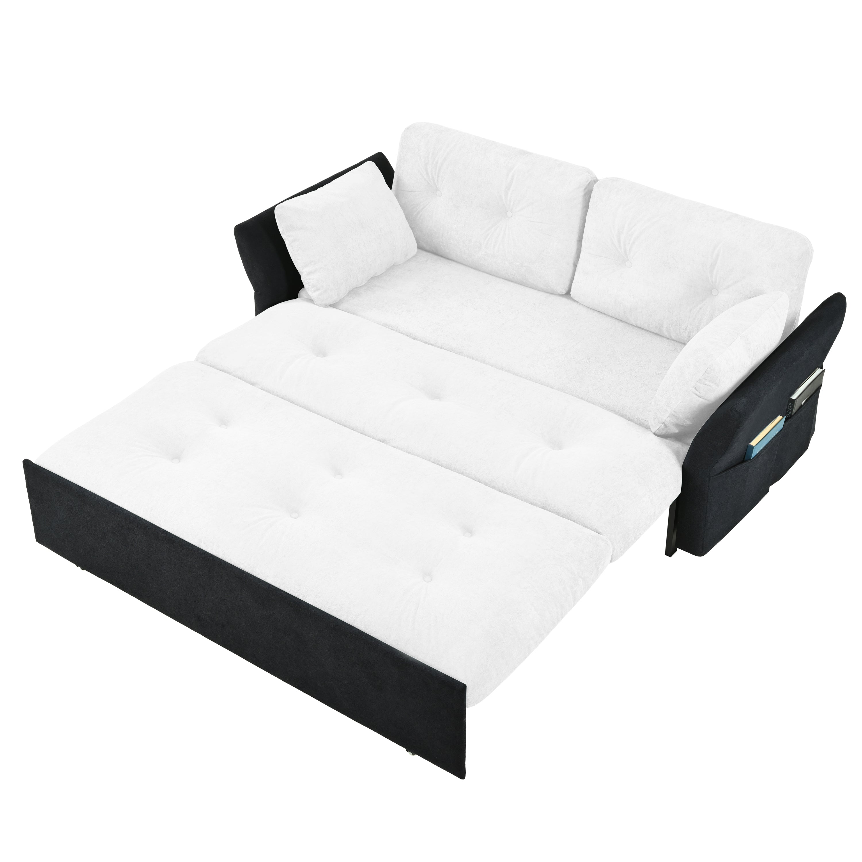 Chicago 74" Modern Chenille Loveseat Sleeper Sofa Bed with Storage