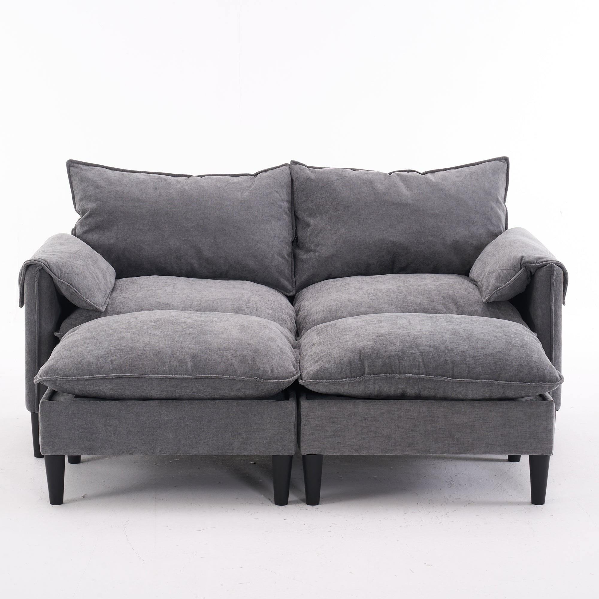 Belmont 2 Seaters Modern Fabric U Shaped Convertible Sofa With Storage