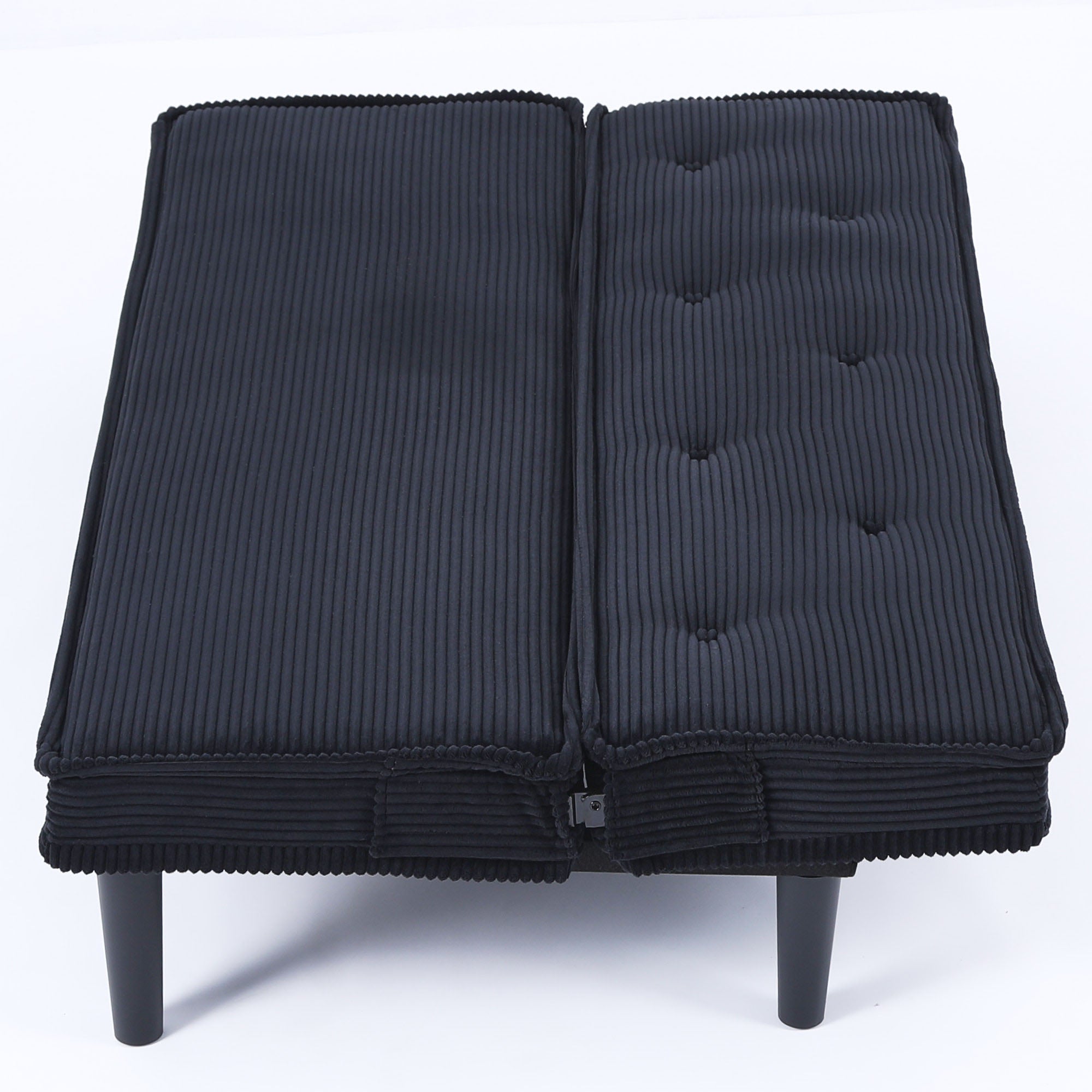 66'' Corduroy Convertible Sofa Bed, Modern Minimalist, Black, for Living Room/Bedroom
