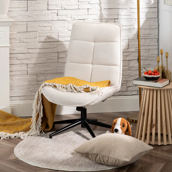 Charlotte Adjustable Accent Chair in Beige & Suede Brown
