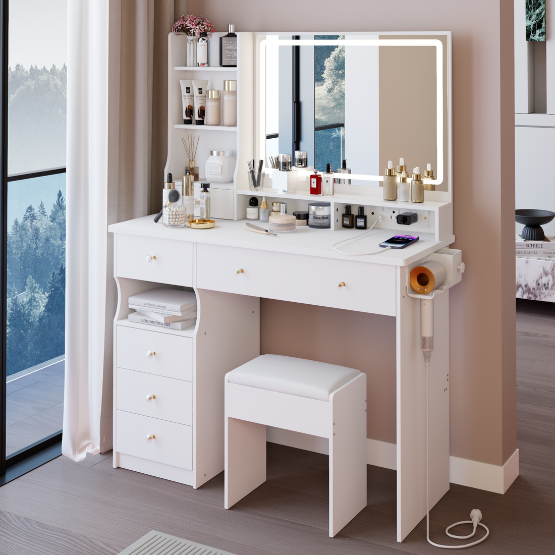 Large Vanity Mirror & Table