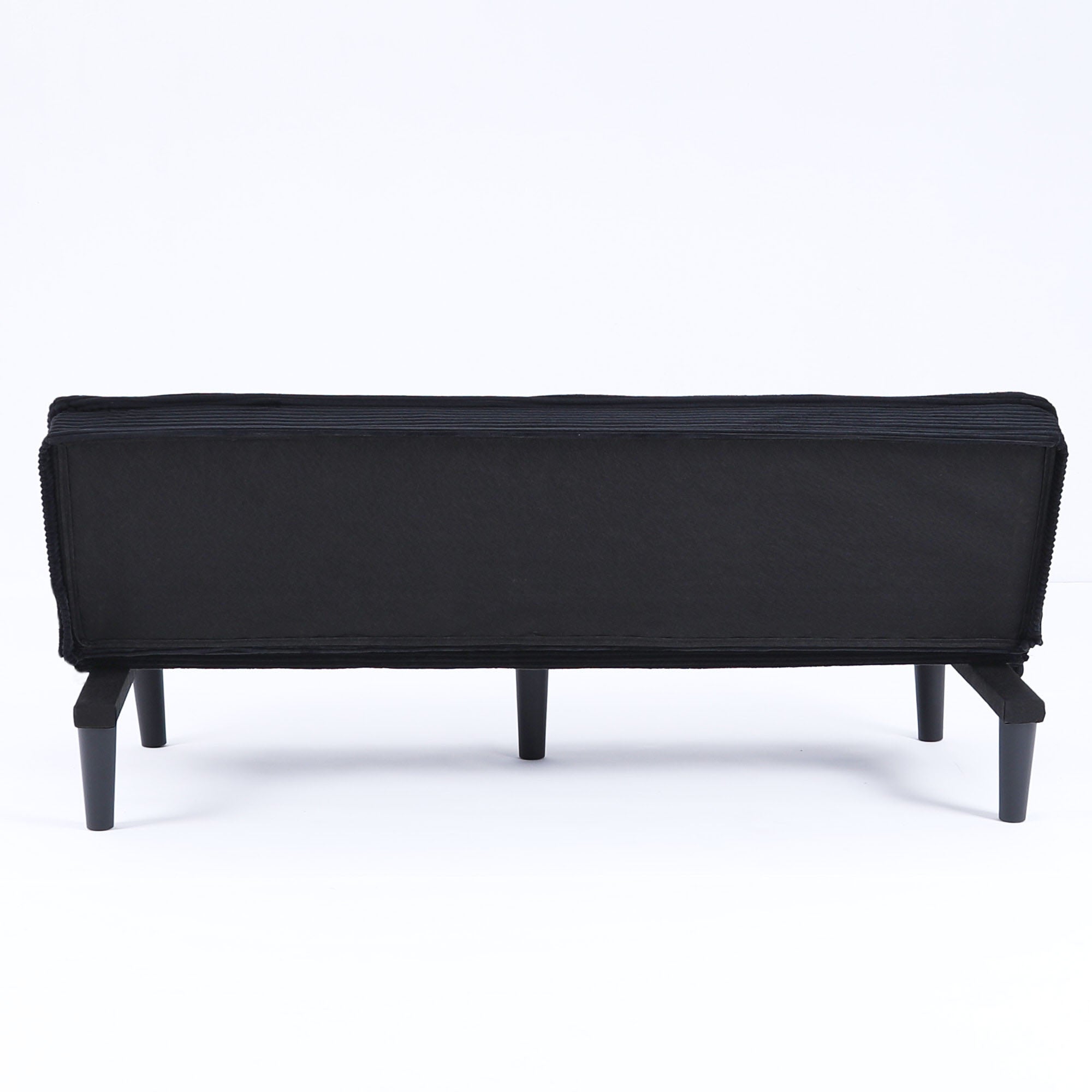 66'' Corduroy Convertible Sofa Bed, Modern Minimalist, Black, for Living Room/Bedroom