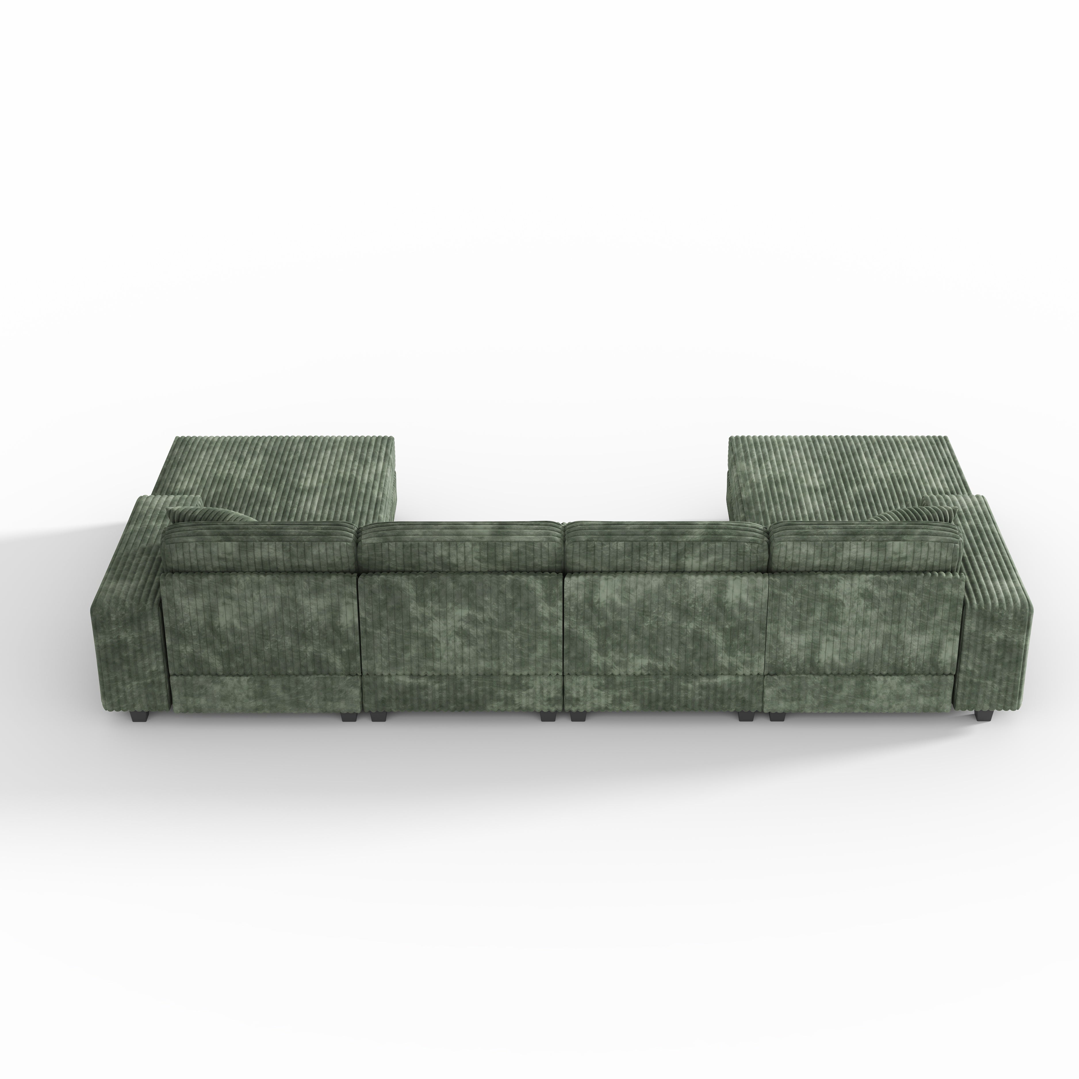 Edenleaf 137" Corduroy U-Shaped Sectional Sofa with Double Chaise & Side Storage