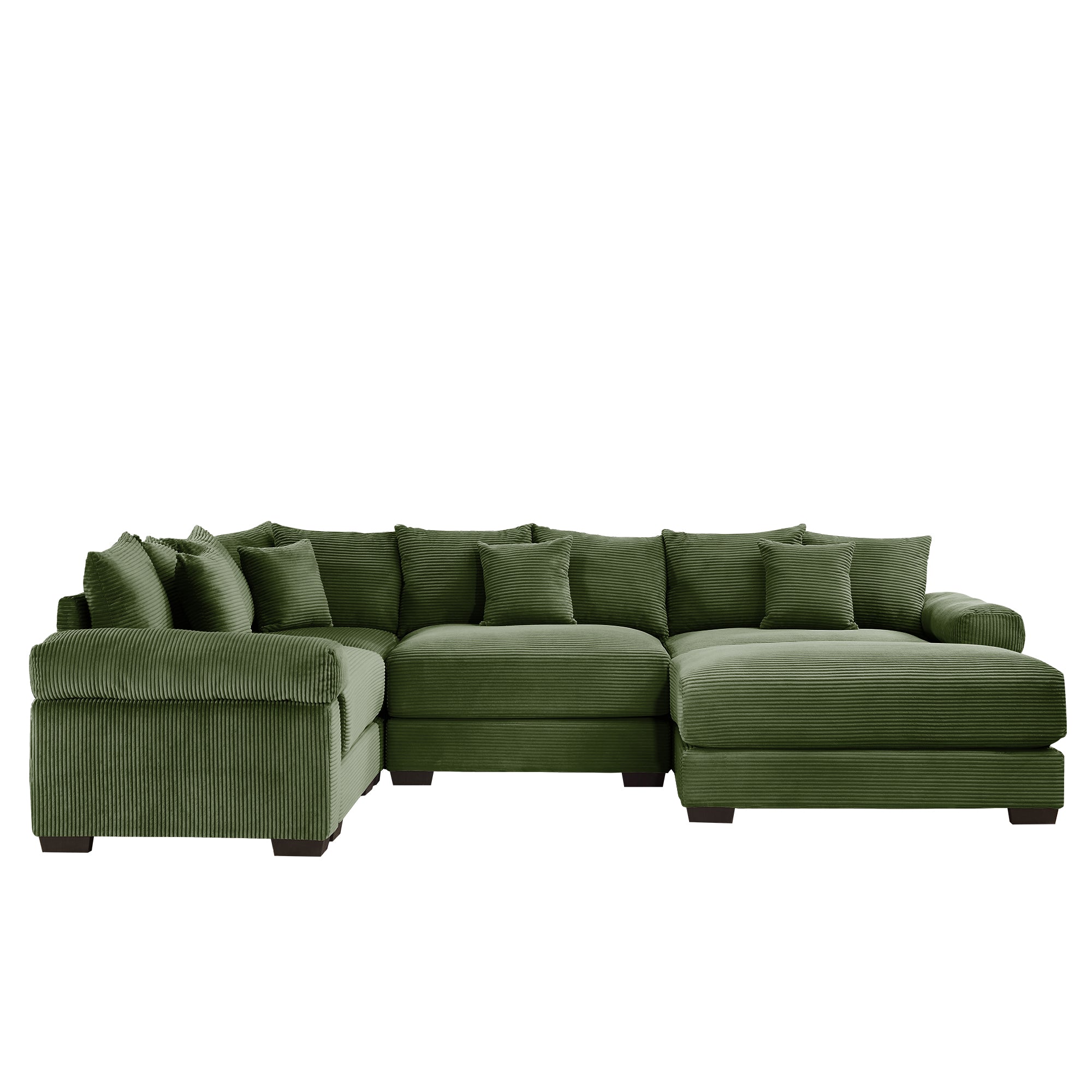 Albany 117" Oversized 5 Pieces Corduroy Modular Corner Sectional Sofa with Ottoman, Green
