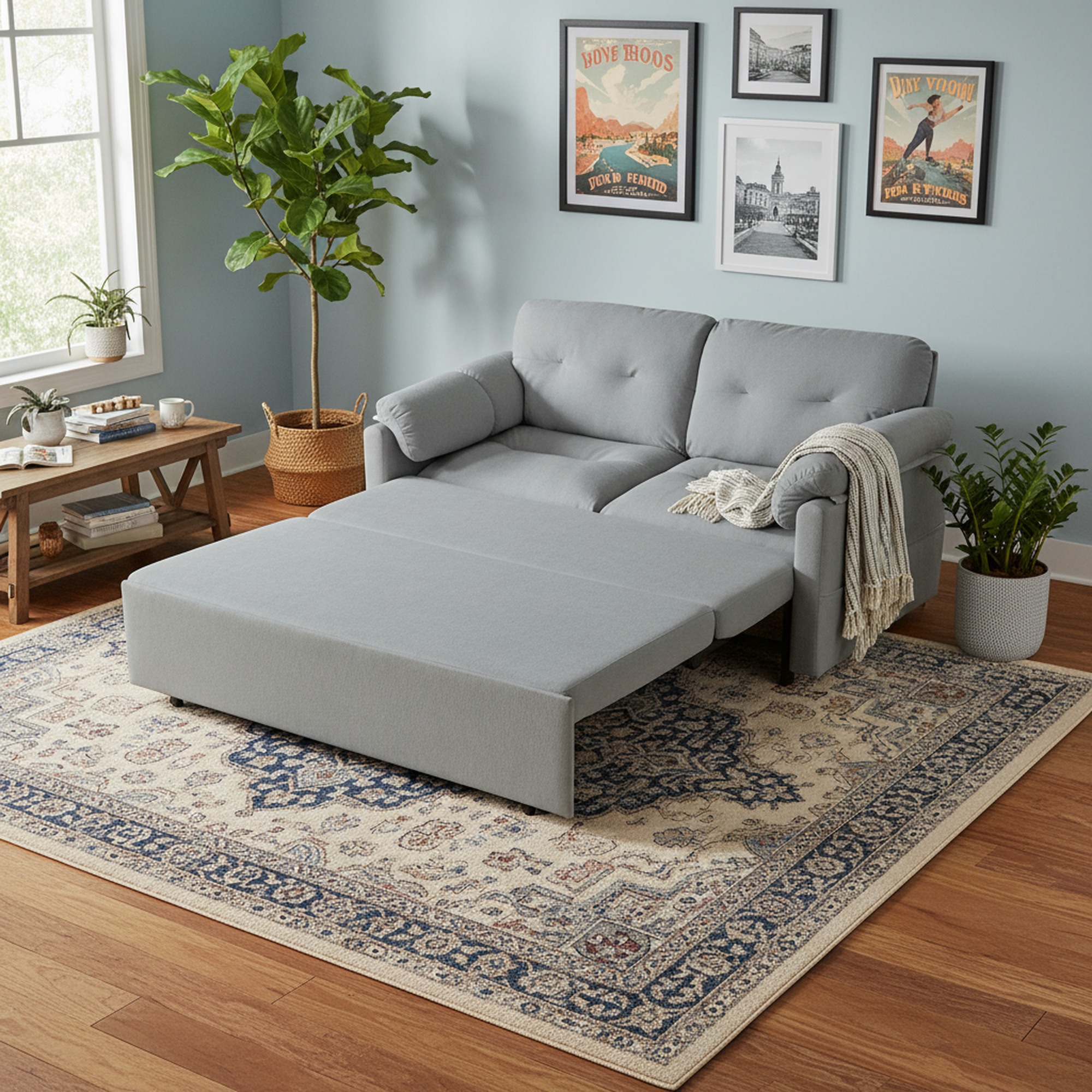 Camden 72" Modern Chenille Loveseat Sleeper Sofa Bed with Storage