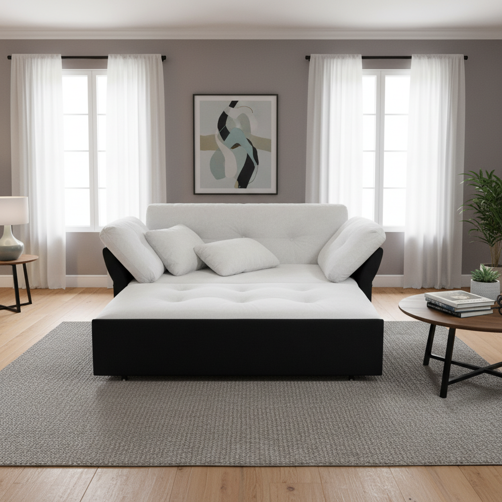 Chicago 74" Modern Chenille Loveseat Sleeper Sofa Bed with Storage