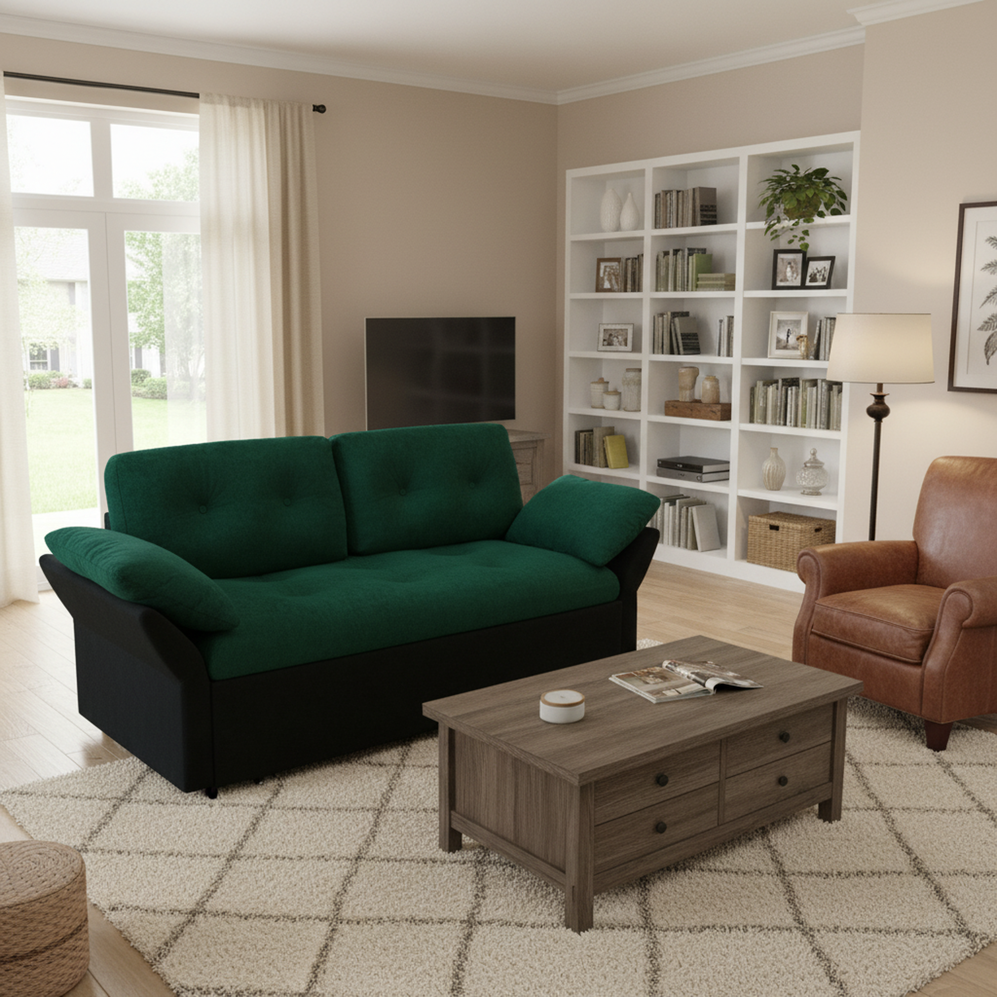 Chicago 74" Modern Chenille Loveseat Sleeper Sofa Bed with Storage