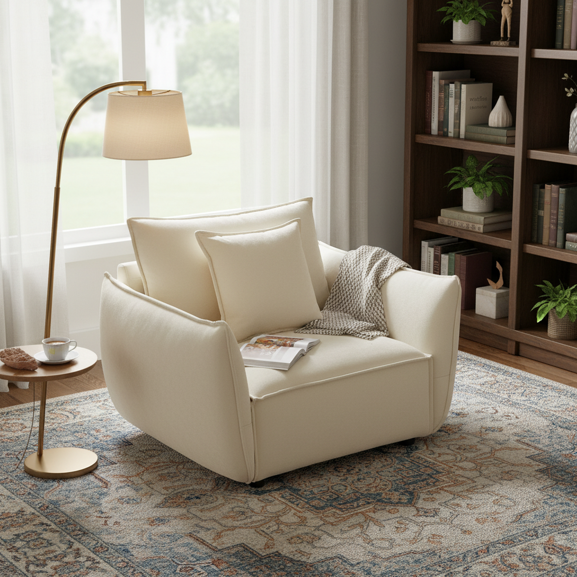 Phoenix 41" Oversized Upholstered Sofa Armchair, Beige