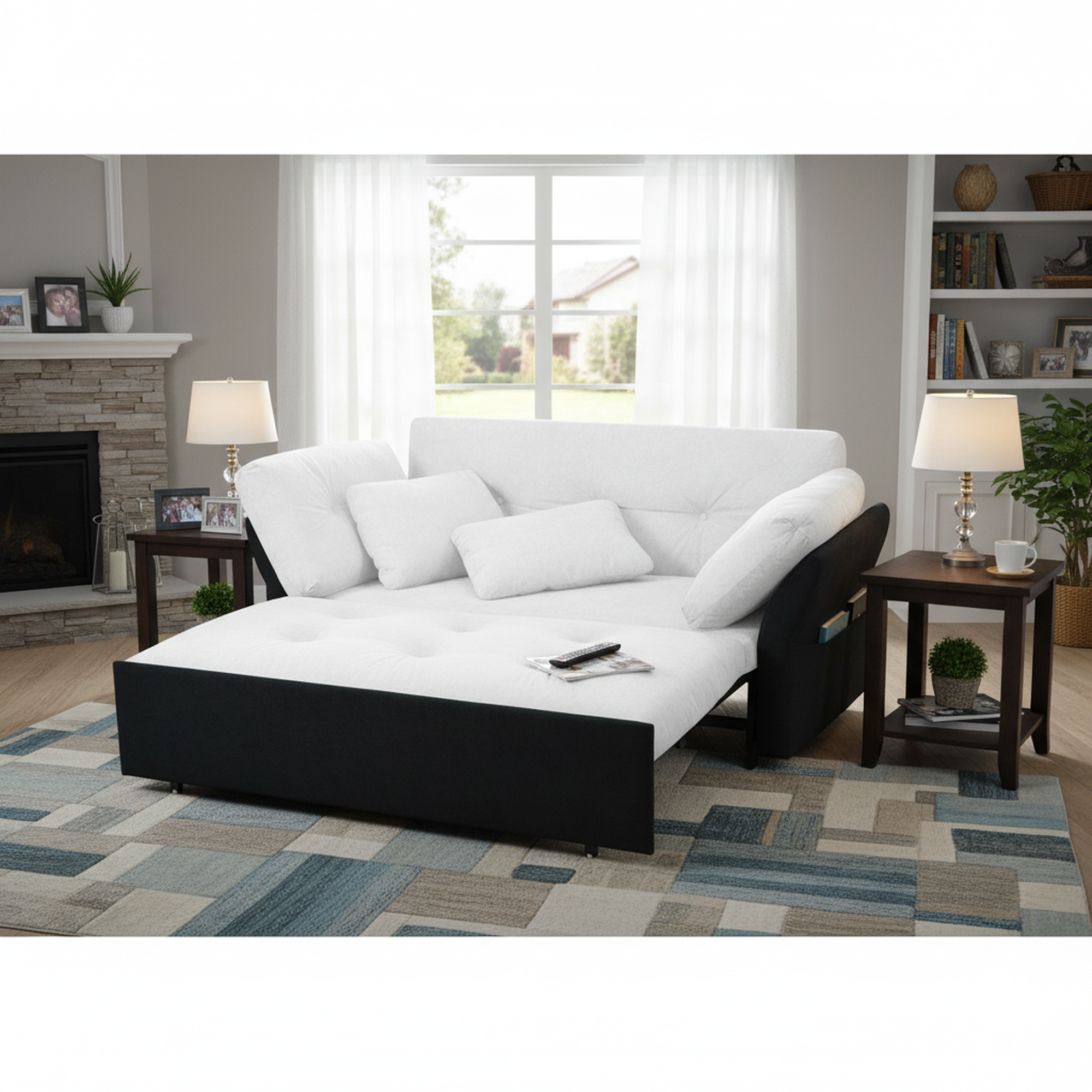 Chicago 74" Modern Chenille Loveseat Sleeper Sofa Bed with Storage