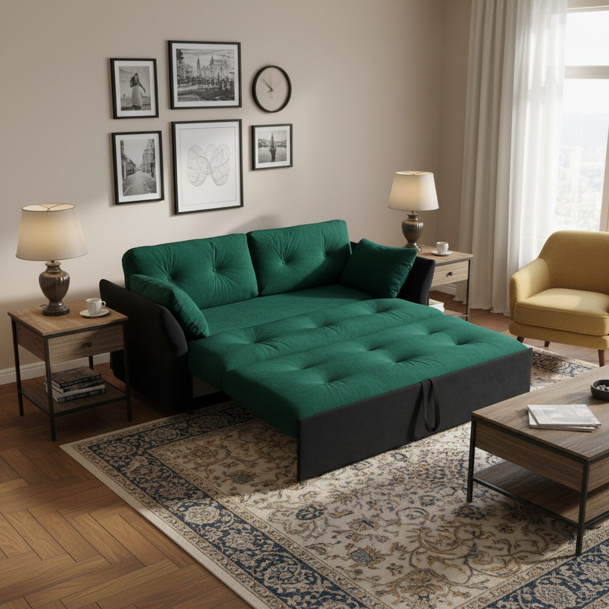 Chicago 74" Modern Chenille Loveseat Sleeper Sofa Bed with Storage
