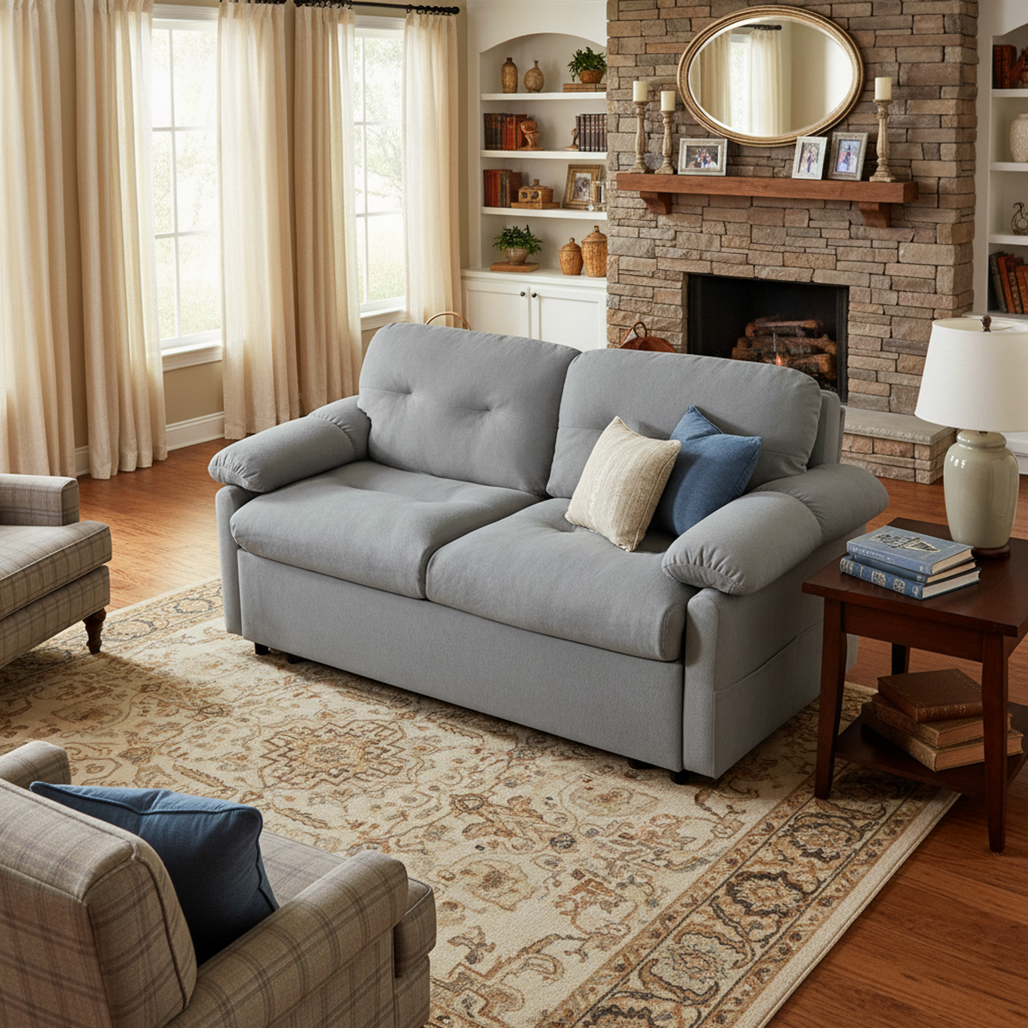 Camden 72" Modern Chenille Loveseat Sleeper Sofa Bed with Storage