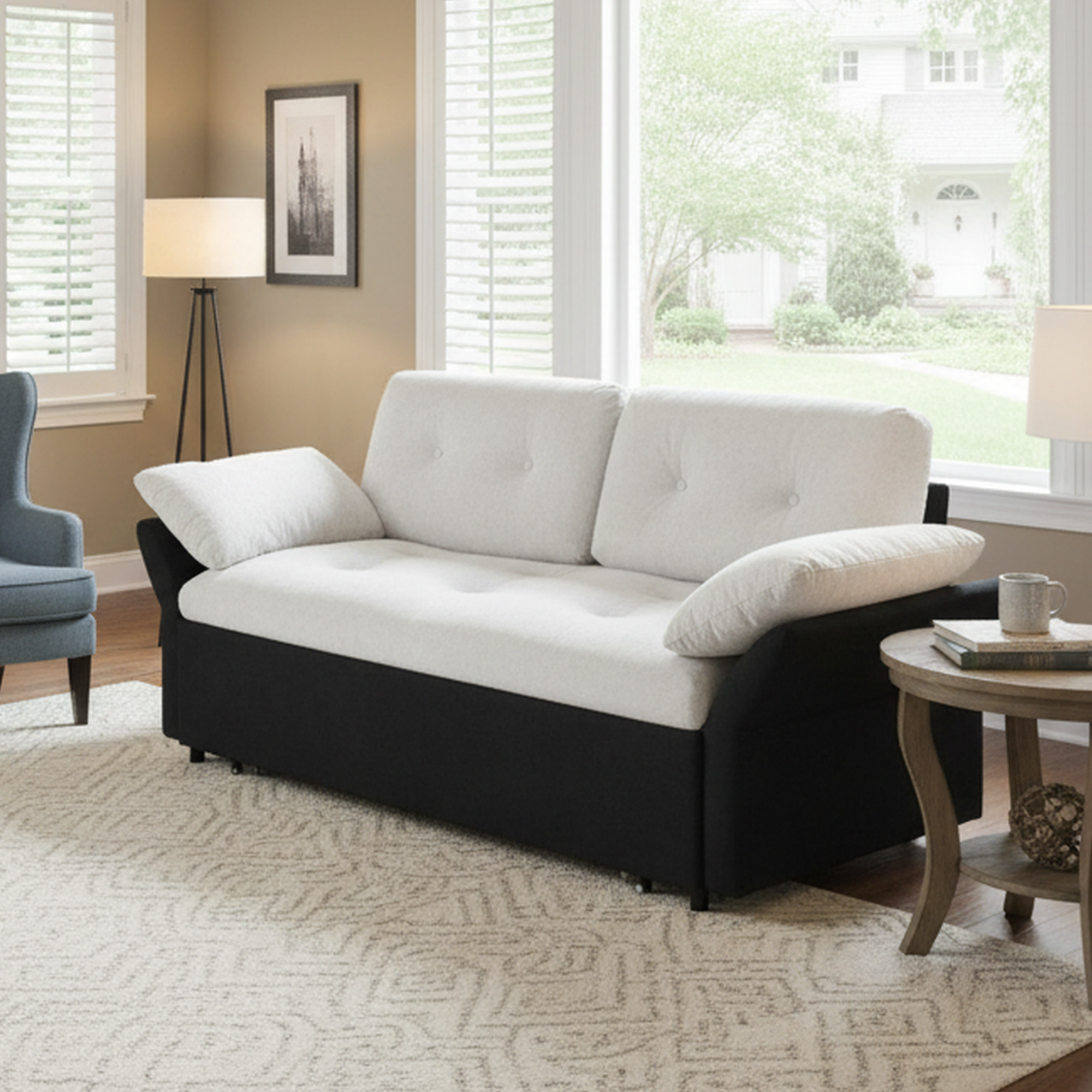 Chicago 74" Modern Chenille Loveseat Sleeper Sofa Bed with Storage