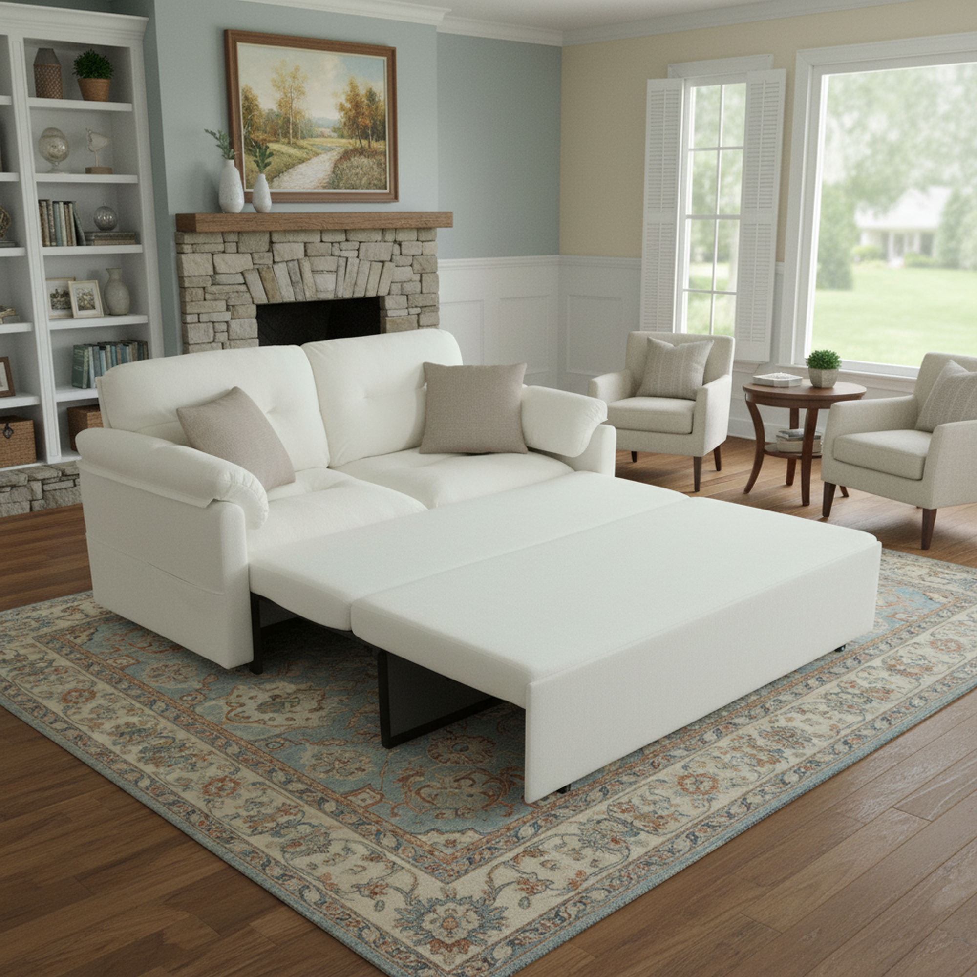 Camden 72" Modern Chenille Loveseat Sleeper Sofa Bed with Storage