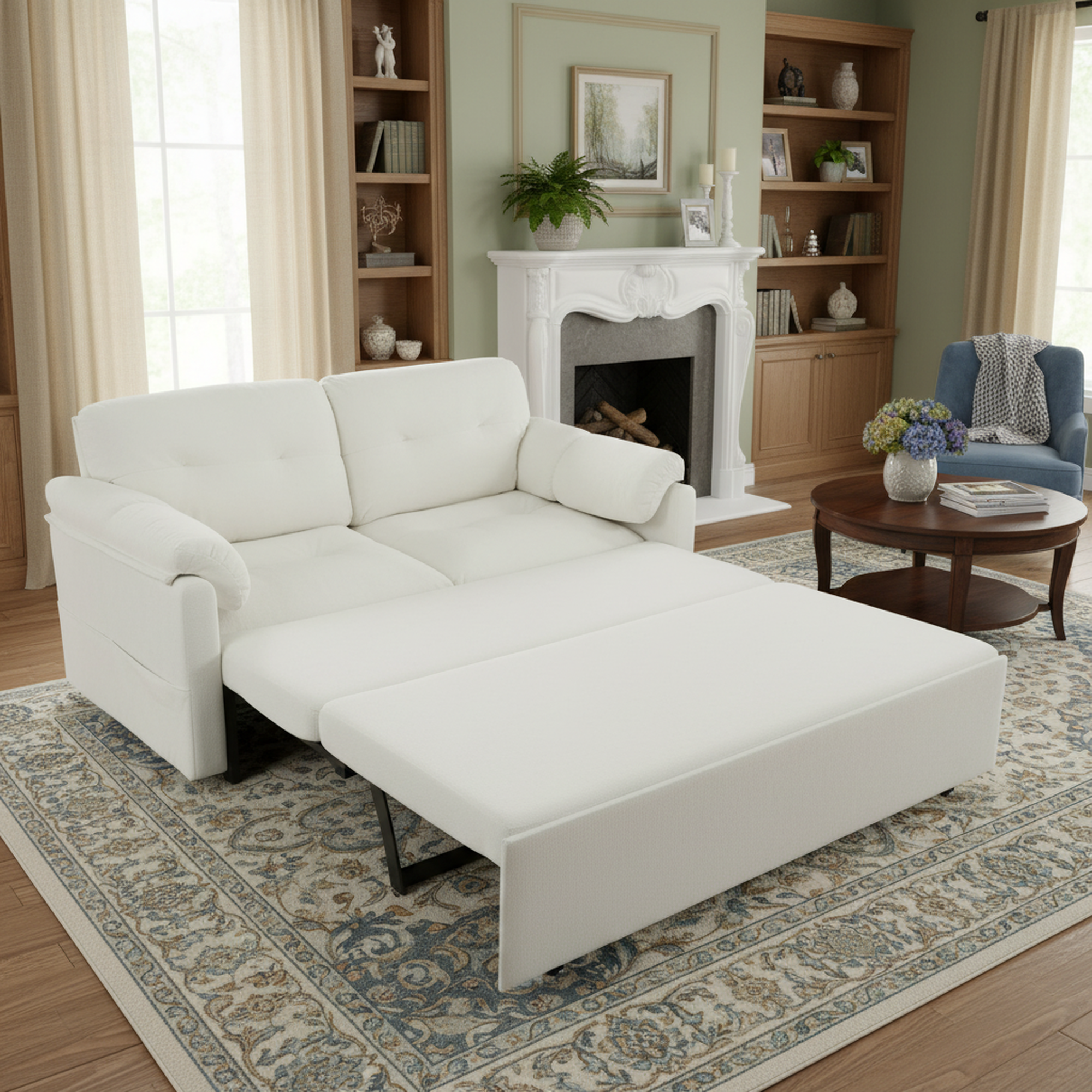 Camden 72" Modern Chenille Loveseat Sleeper Sofa Bed with Storage
