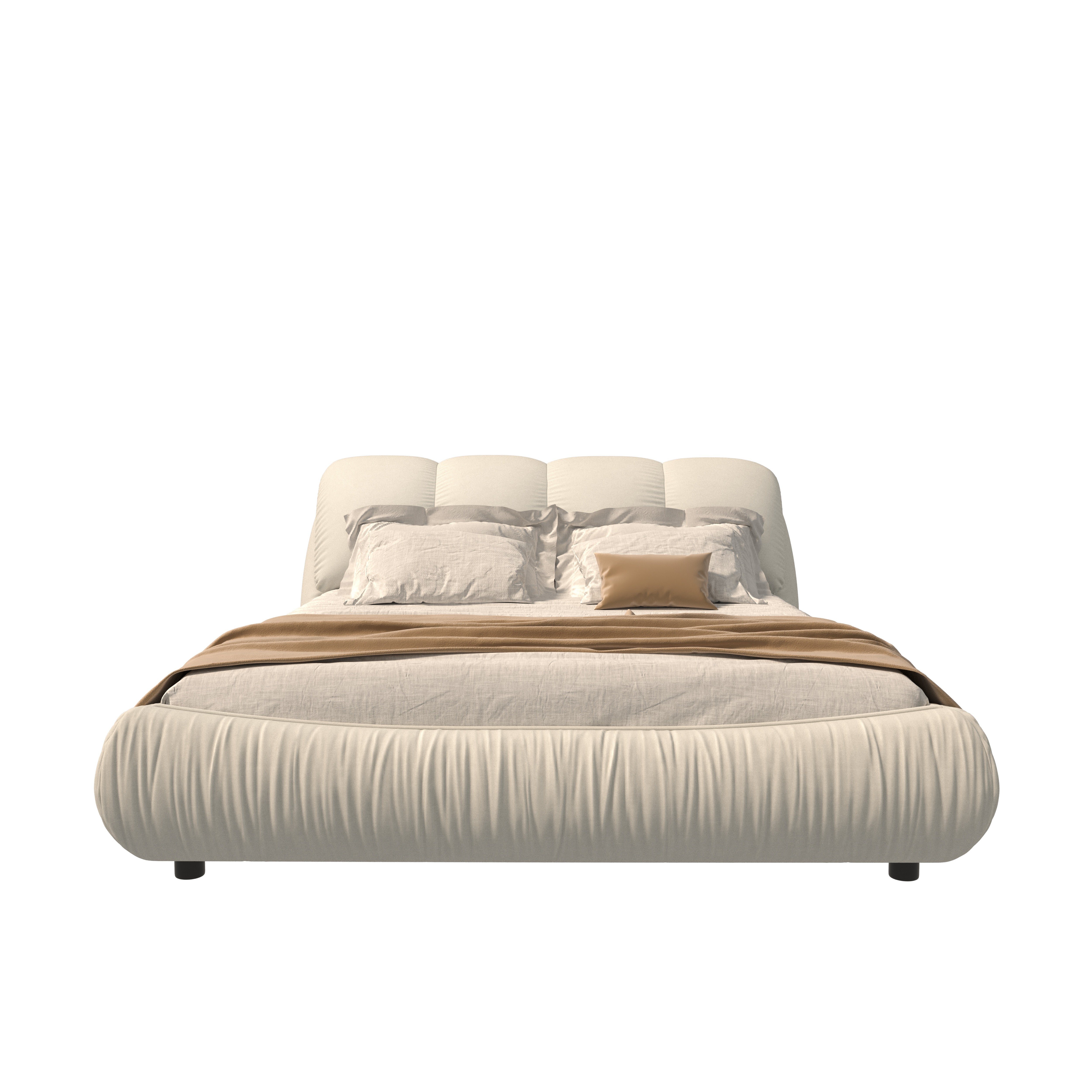 Trosa Luxury King Upholstered Platform Bed with Oversized Cushion Headboard