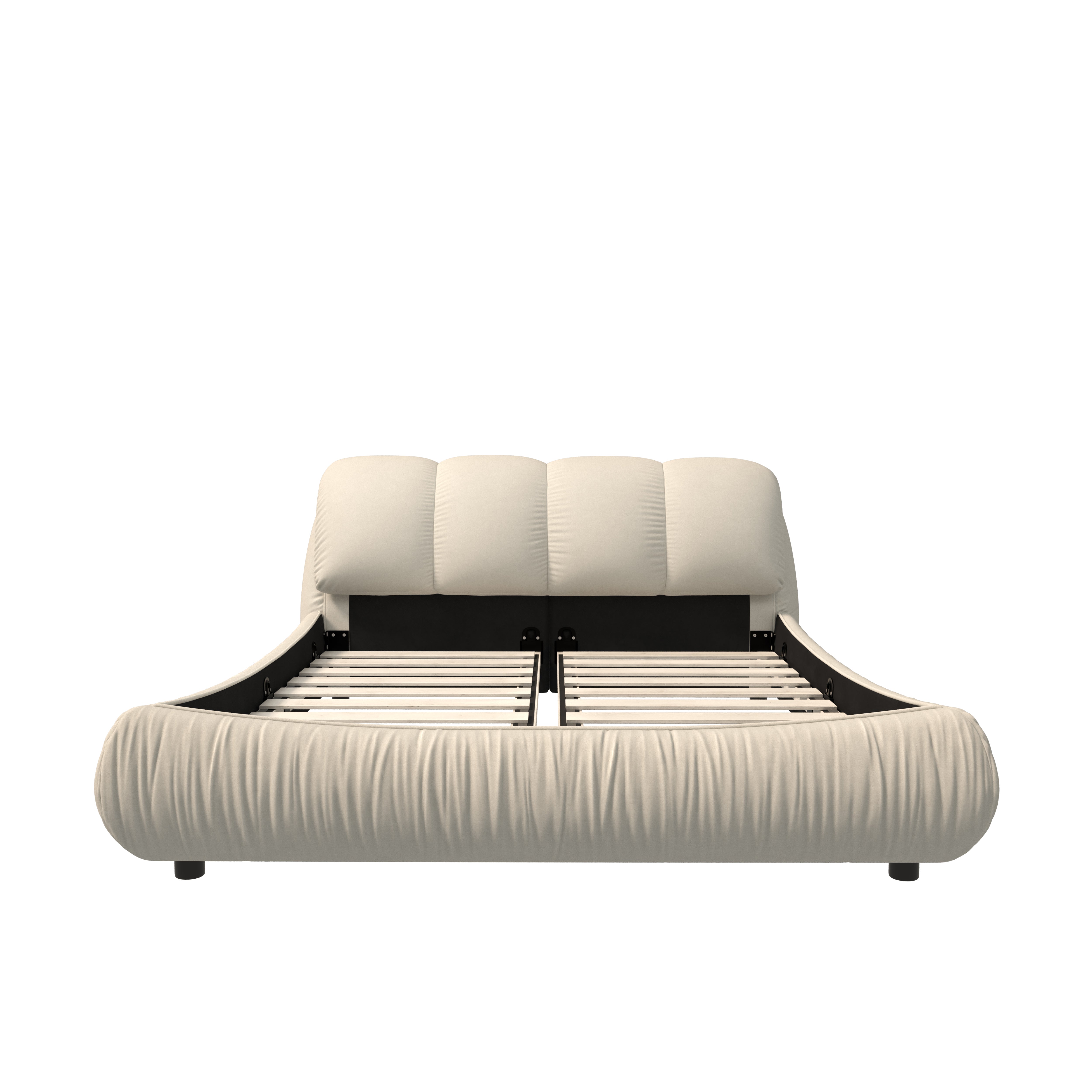 Trosa Luxury King Upholstered Platform Bed with Oversized Cushion Headboard