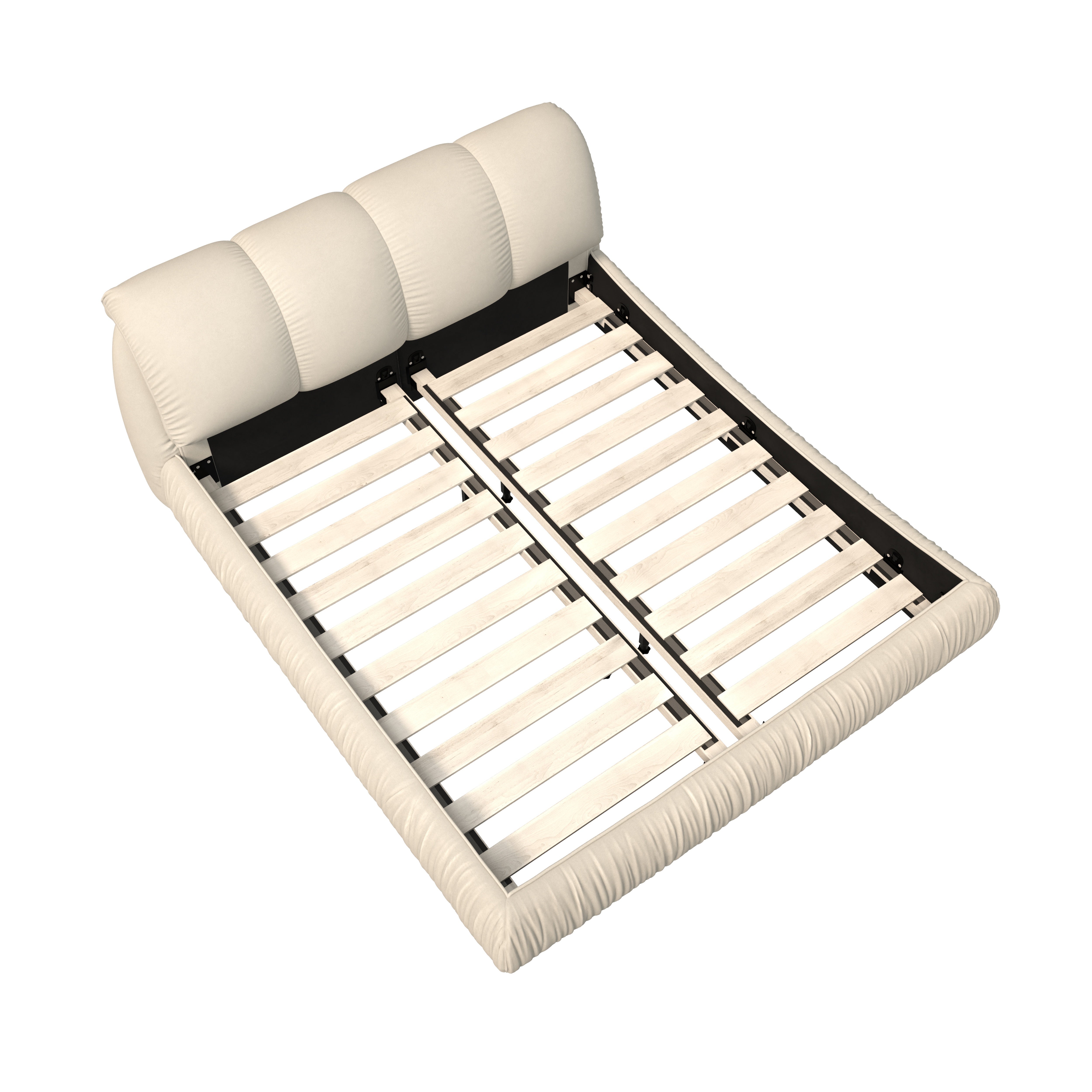 Trosa Luxury King Upholstered Platform Bed with Oversized Cushion Headboard