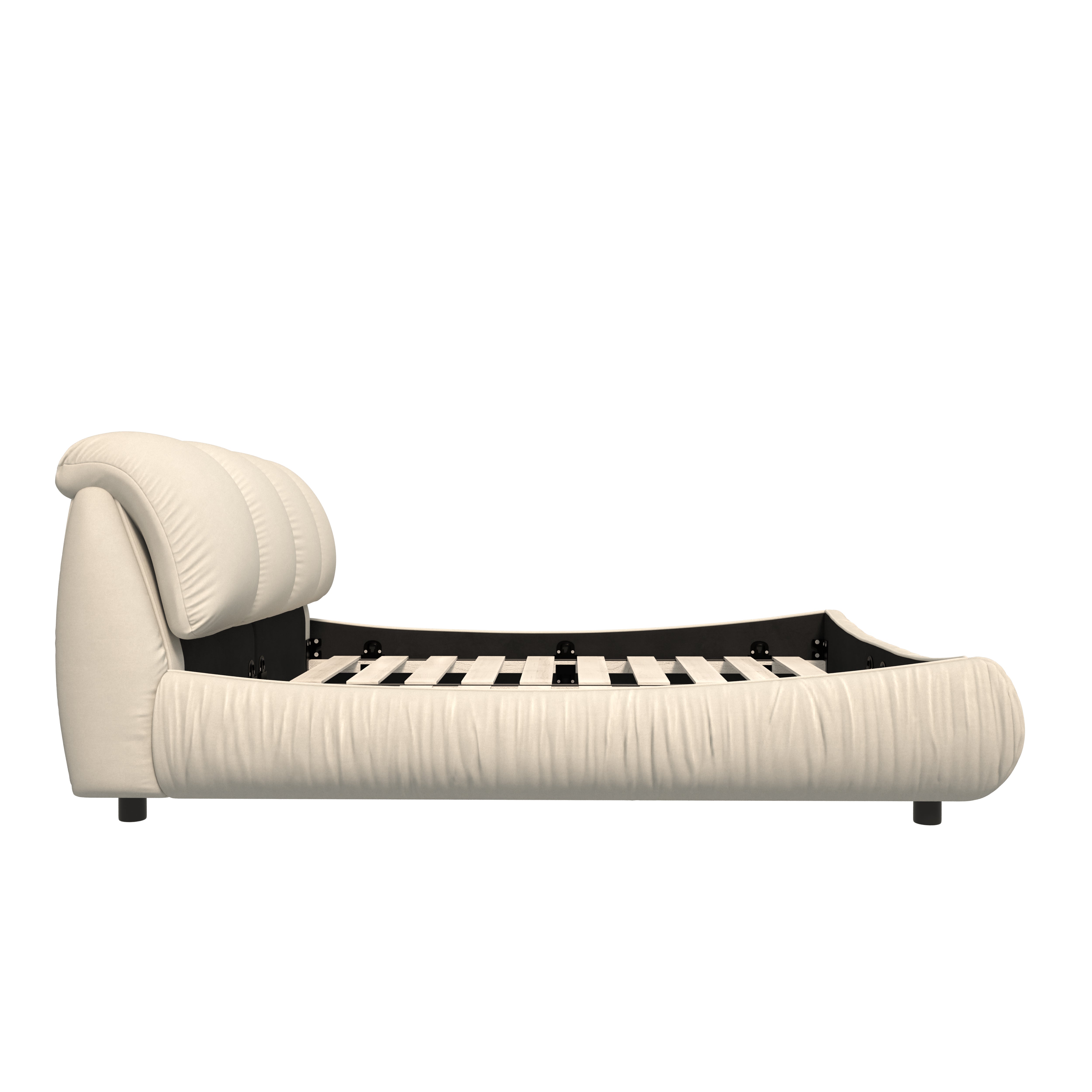 Trosa Luxury King Upholstered Platform Bed with Oversized Cushion Headboard