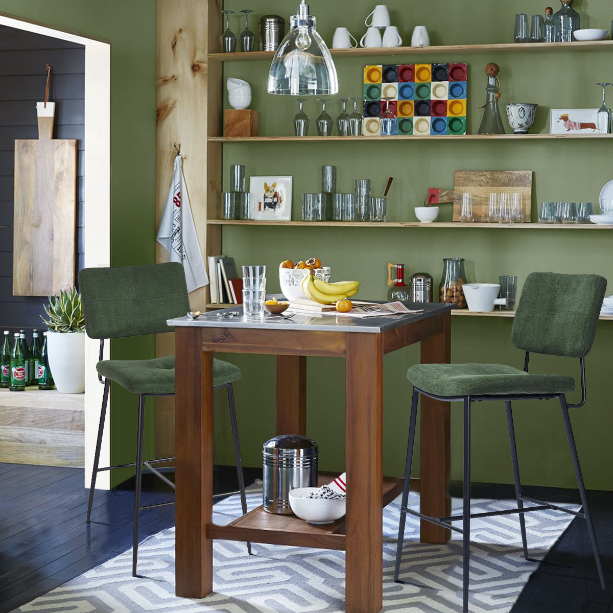 Independence Mid-Century Modern Faux Leather Barstools(Set of 2)-HOMY CASA