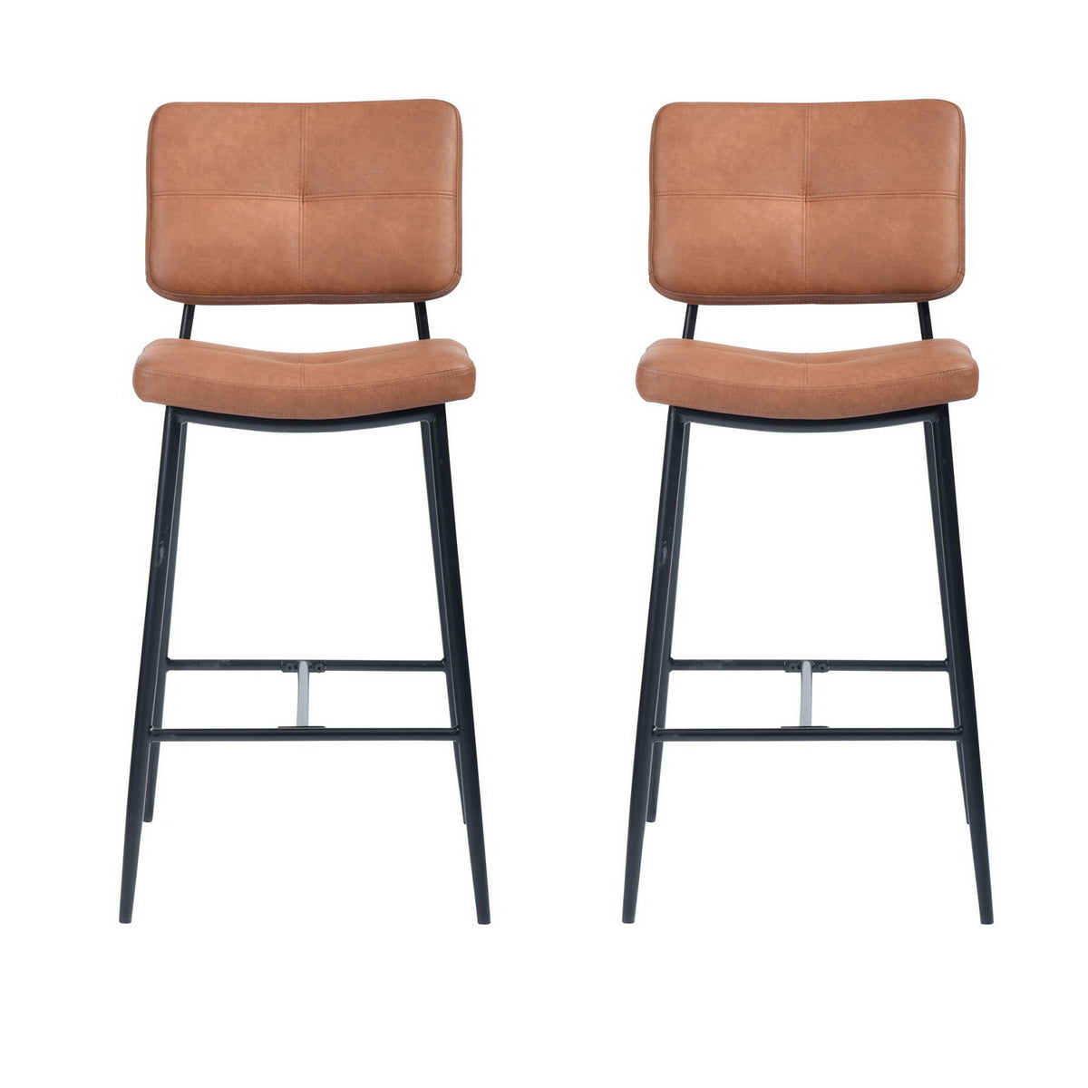 Independence Mid-Century Modern Faux Leather Barstools(Set of 2)-HOMY CASA
