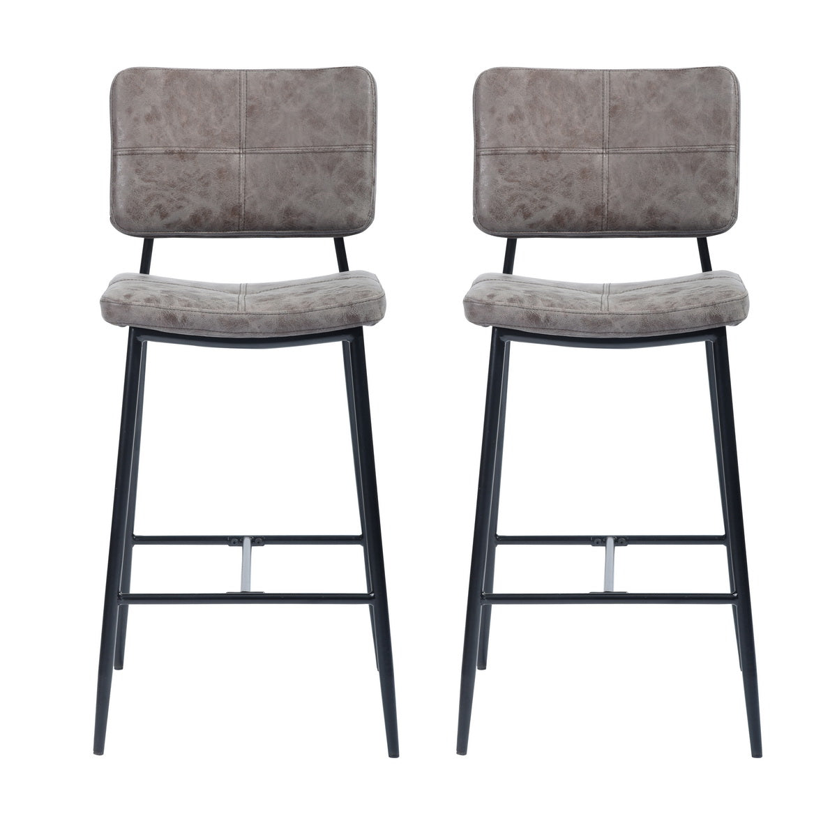 Independence Mid-Century Modern Faux Leather Barstools(Set of 2)-HOMY CASA