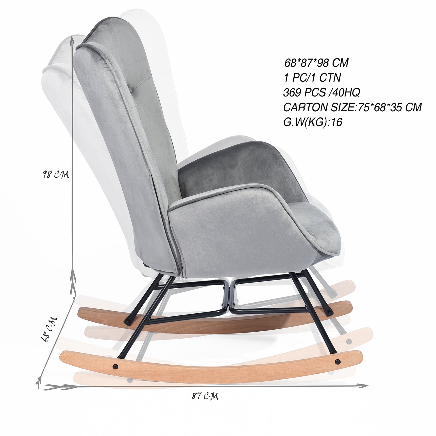 Epping Modern Rocking Fabric Armchair- HOMY CASA