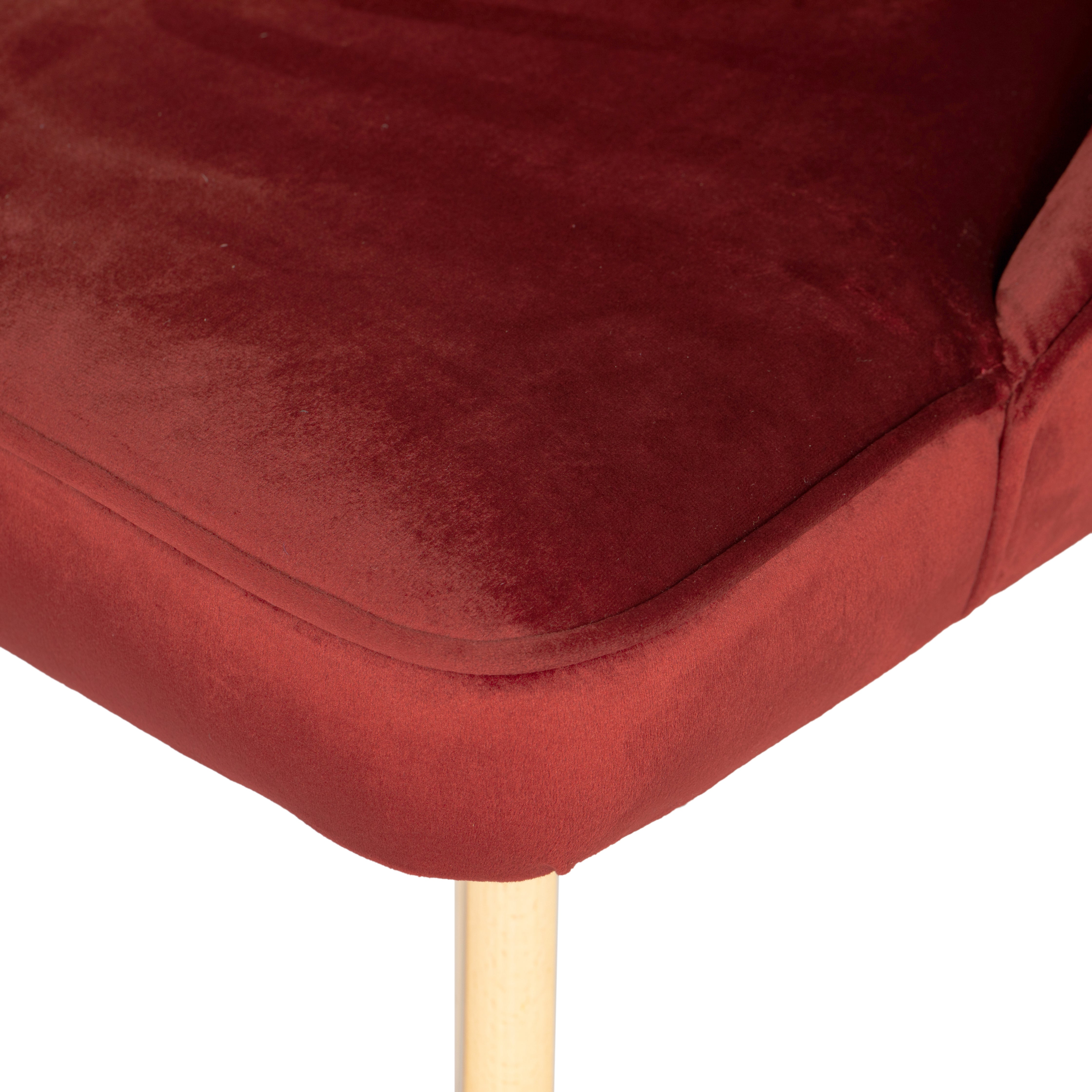 Homy Casa Windler 44" Velvet Barstool with Beech Wood Legs and Chrome Footrest, Brick Red,Open Box