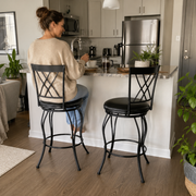 Wichita 29" PU Swivel Bar Stool Set of 2 with Curved Metal Frame