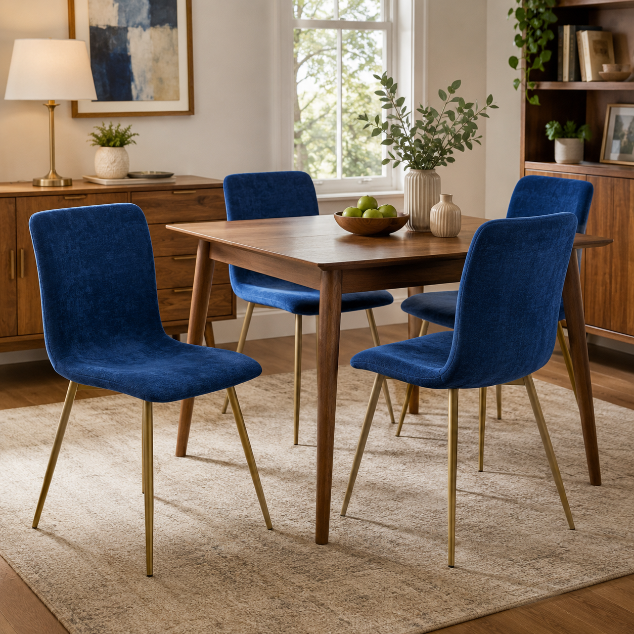 Scargill Scoop-Back Upholstered Dining Chairs with Gold Metal Legs Set of 4
