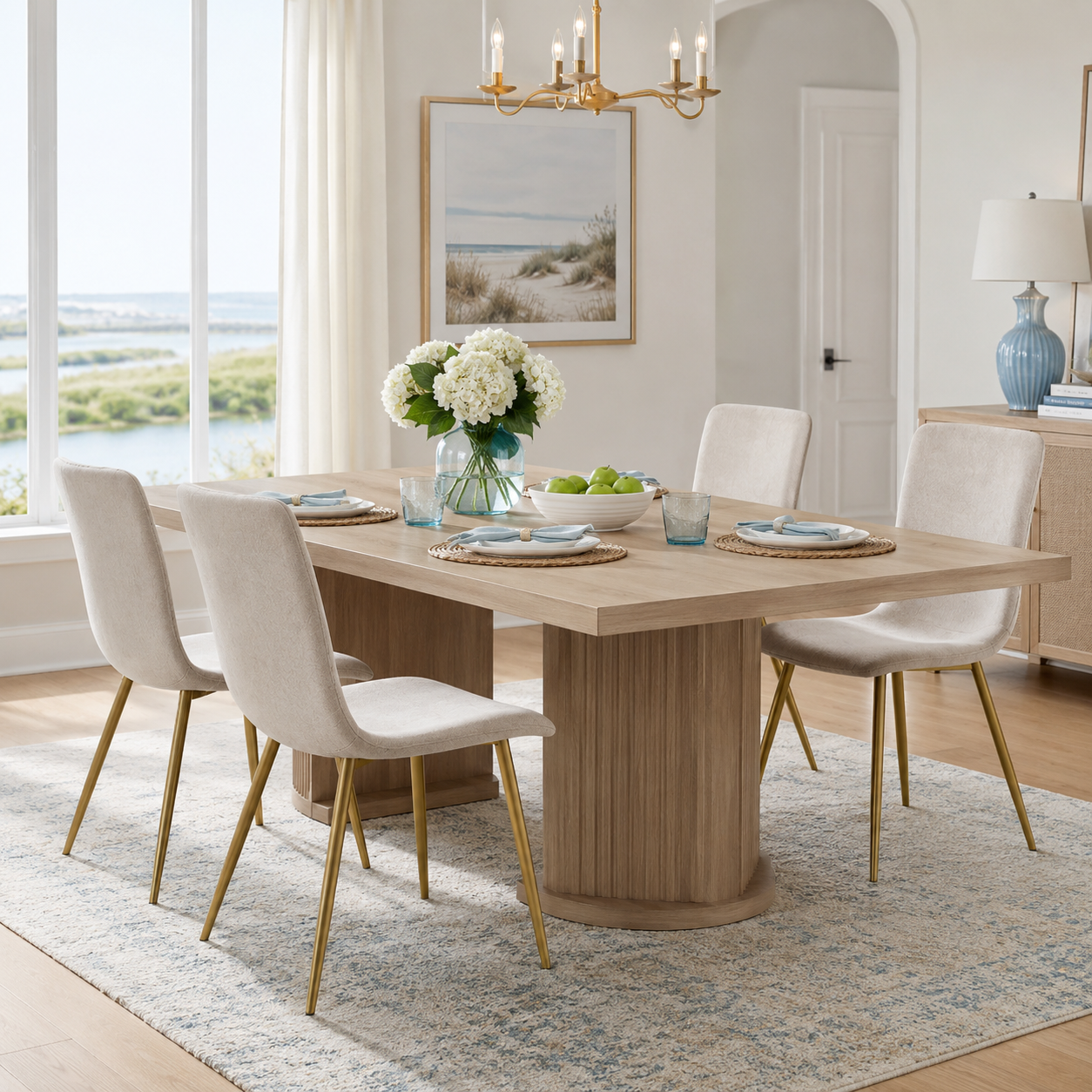 Scargill Scoop-Back Upholstered Dining Chairs with Gold Metal Legs Set of 4