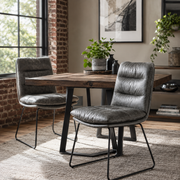 Steffen Faux Leather Dining Chairs with Pillow Top Seat and Sled Base Set of 2
