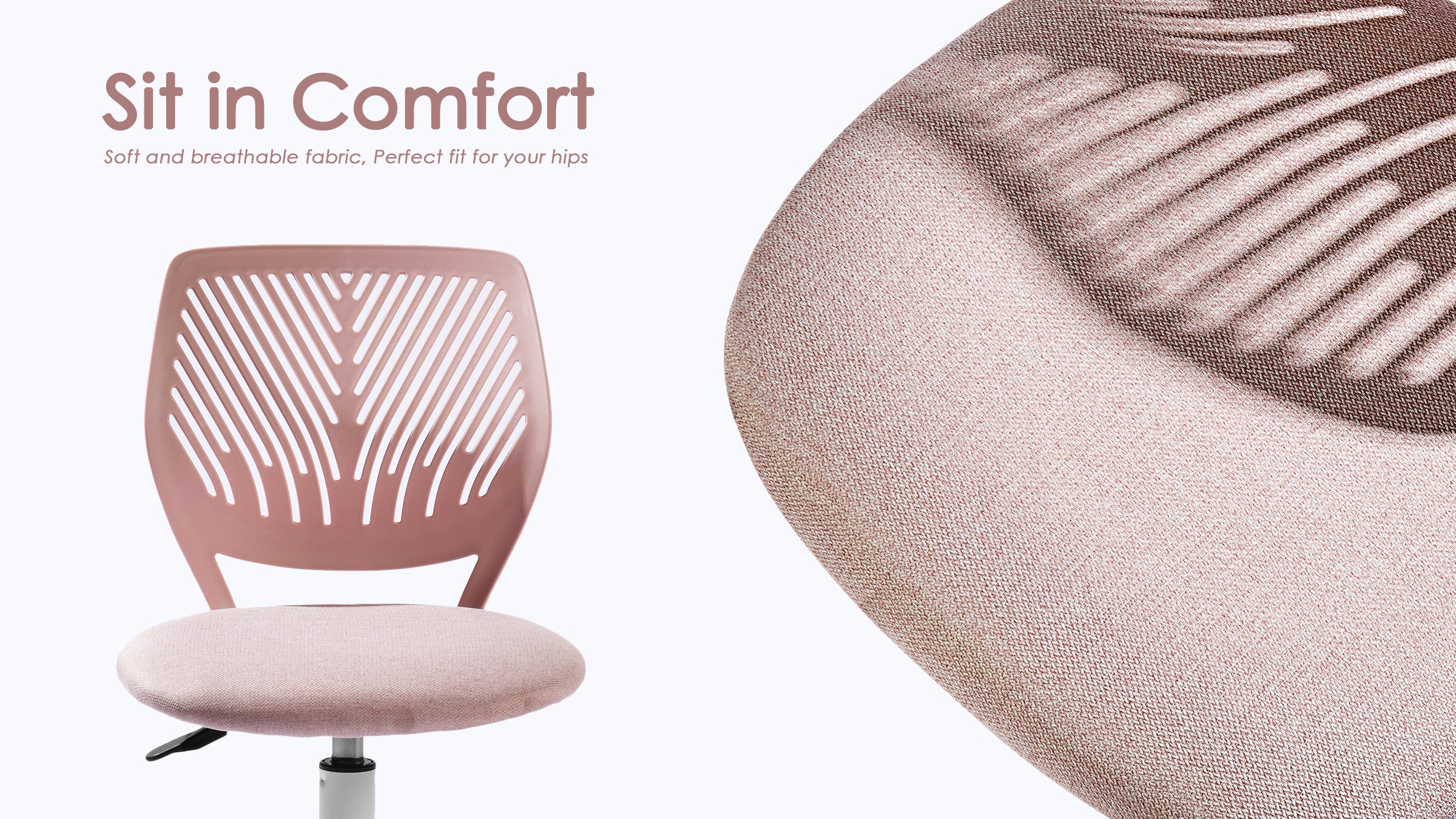 Homy Casa Carnation Morandi Pink Fabric Desk Chair